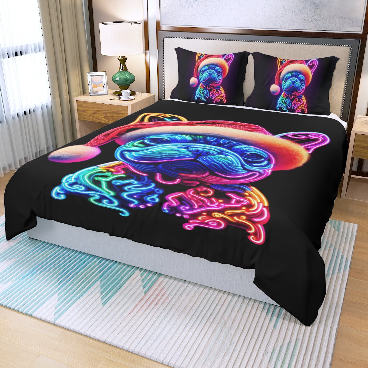 Christimas French Bulldog Bed Linen Set for Frenchie Fans-fadou