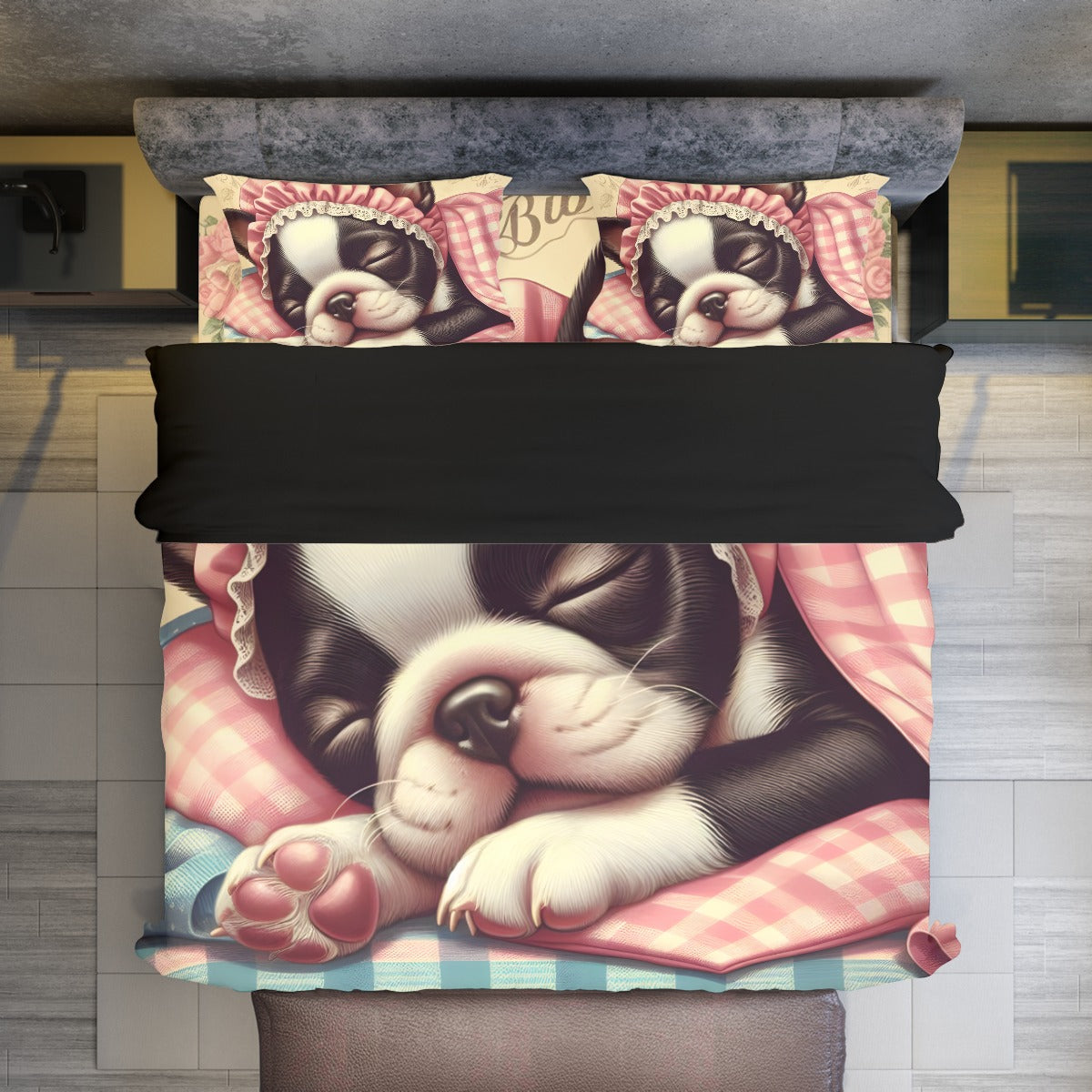 Hugo French Bulldog Bed Linen Set for Frenchie Enthusiasts-fadou