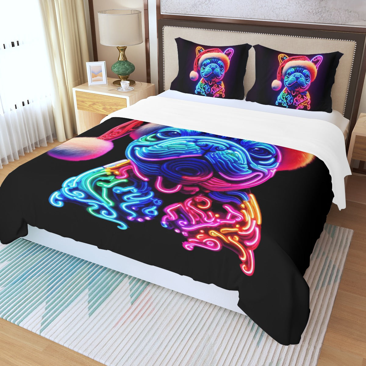 Christimas French Bulldog Bed Linen Set for Frenchie Fans-fadou