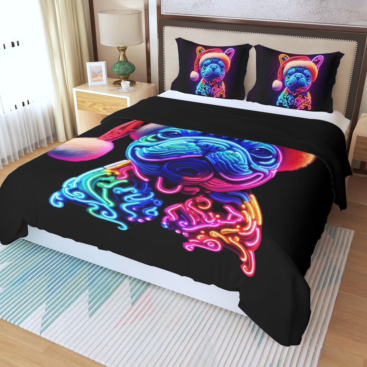 Christimas French Bulldog Bed Linen Set for Frenchie Fans-fadou