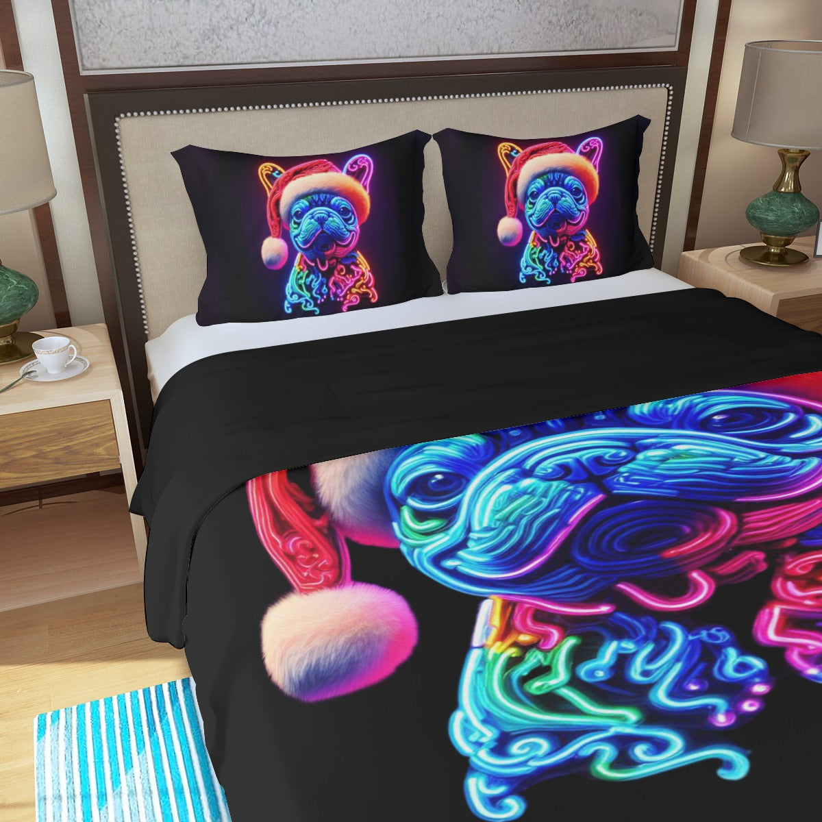 Christimas French Bulldog Bed Linen Set for Frenchie Fans-fadou