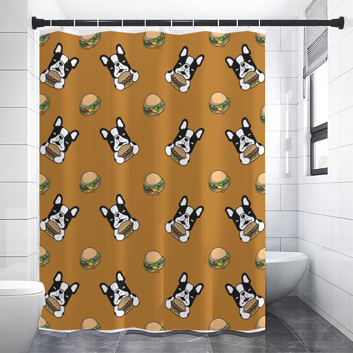 PORTER French Bulldog Bathroom Curtain for Everyday Wear-fadou