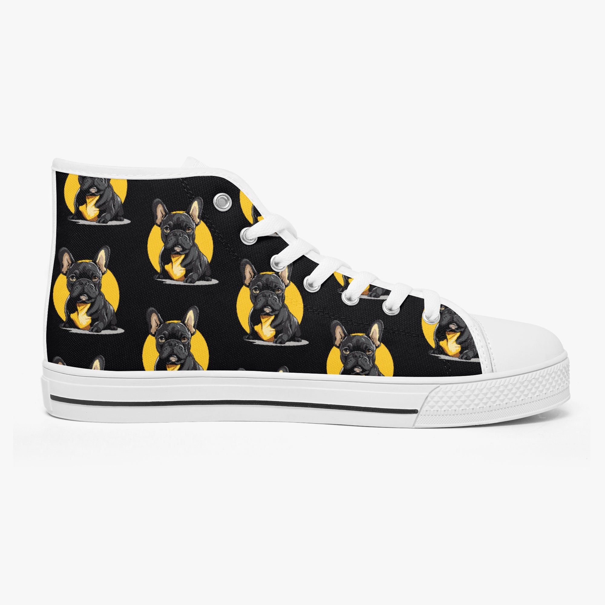 French Bulldog Classic High-Top Shoes for Frenchie Enthusiasts-fadou