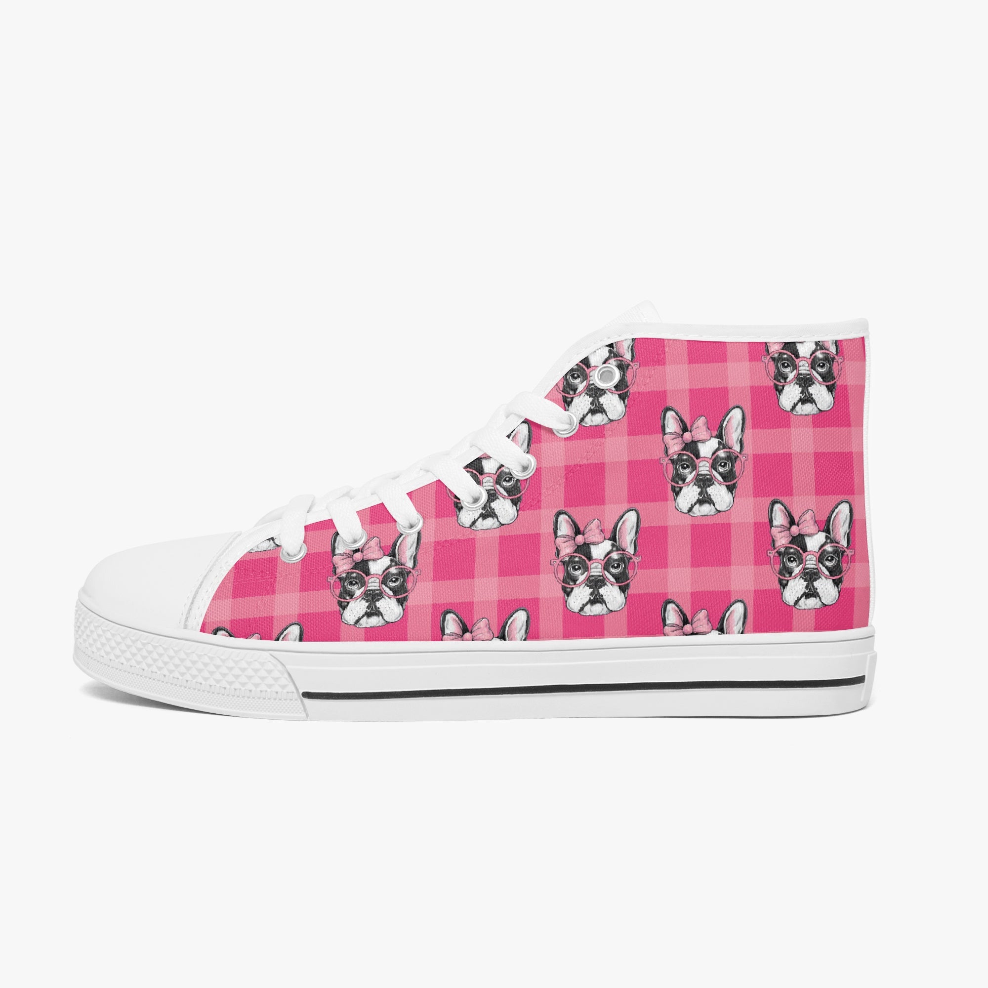 High-Top Classic Canvas Sneakers for Frenchie Enthusiasts-fadou