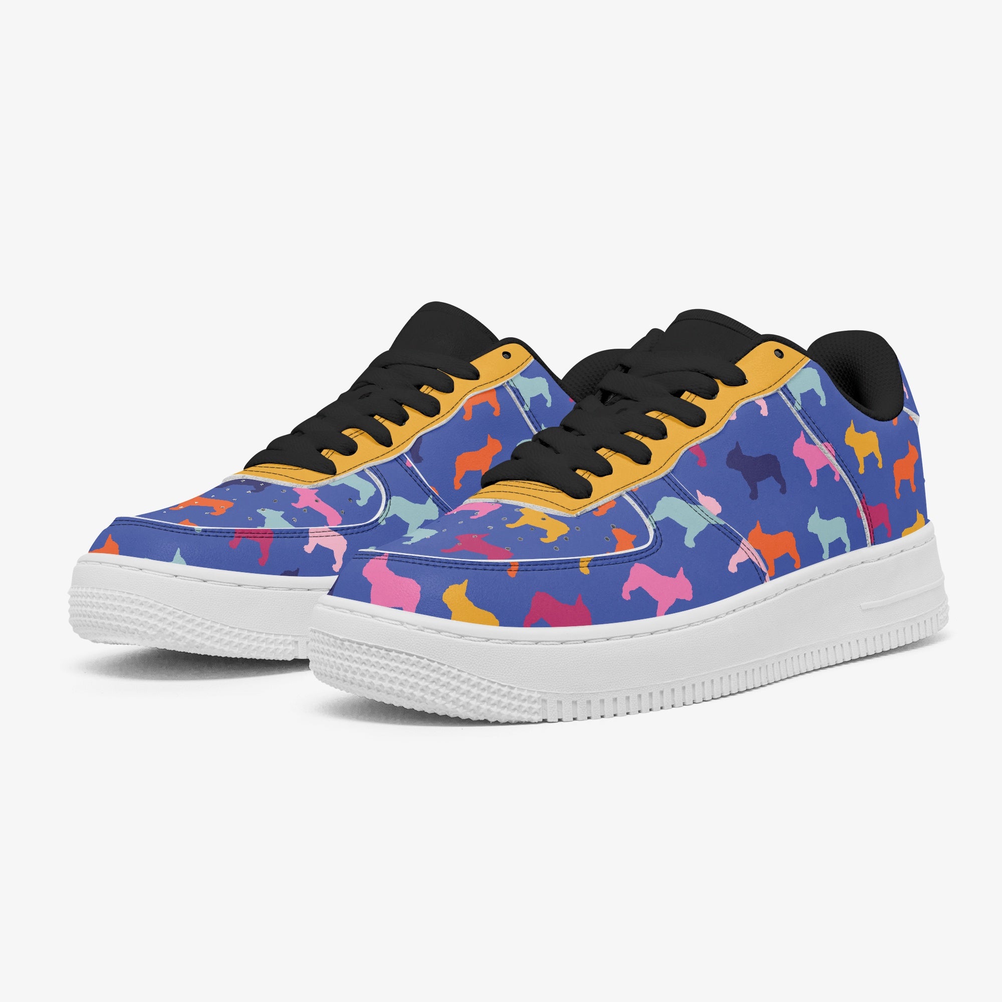 Frenchie Leather Canvas Sneakers for Frenchie Enthusiasts-fadou