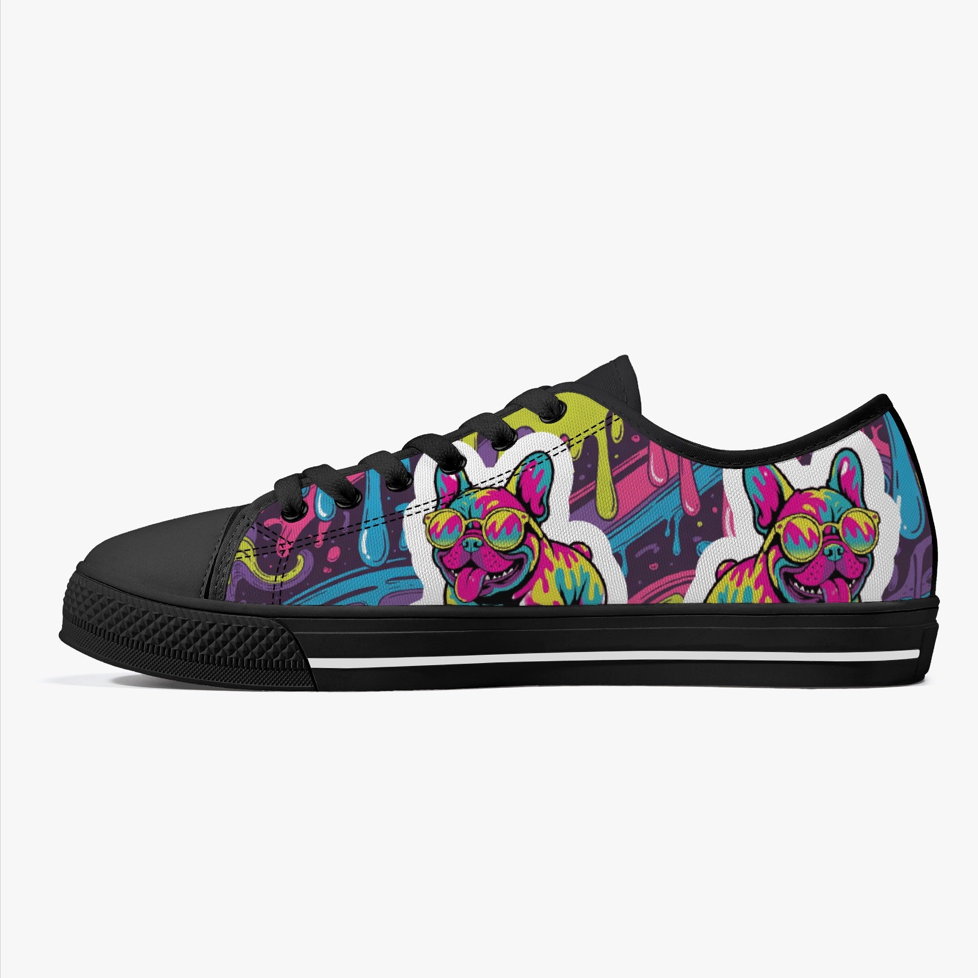 French Bulldog Low-Top Casual Footwear for Dog Park Days-fadou