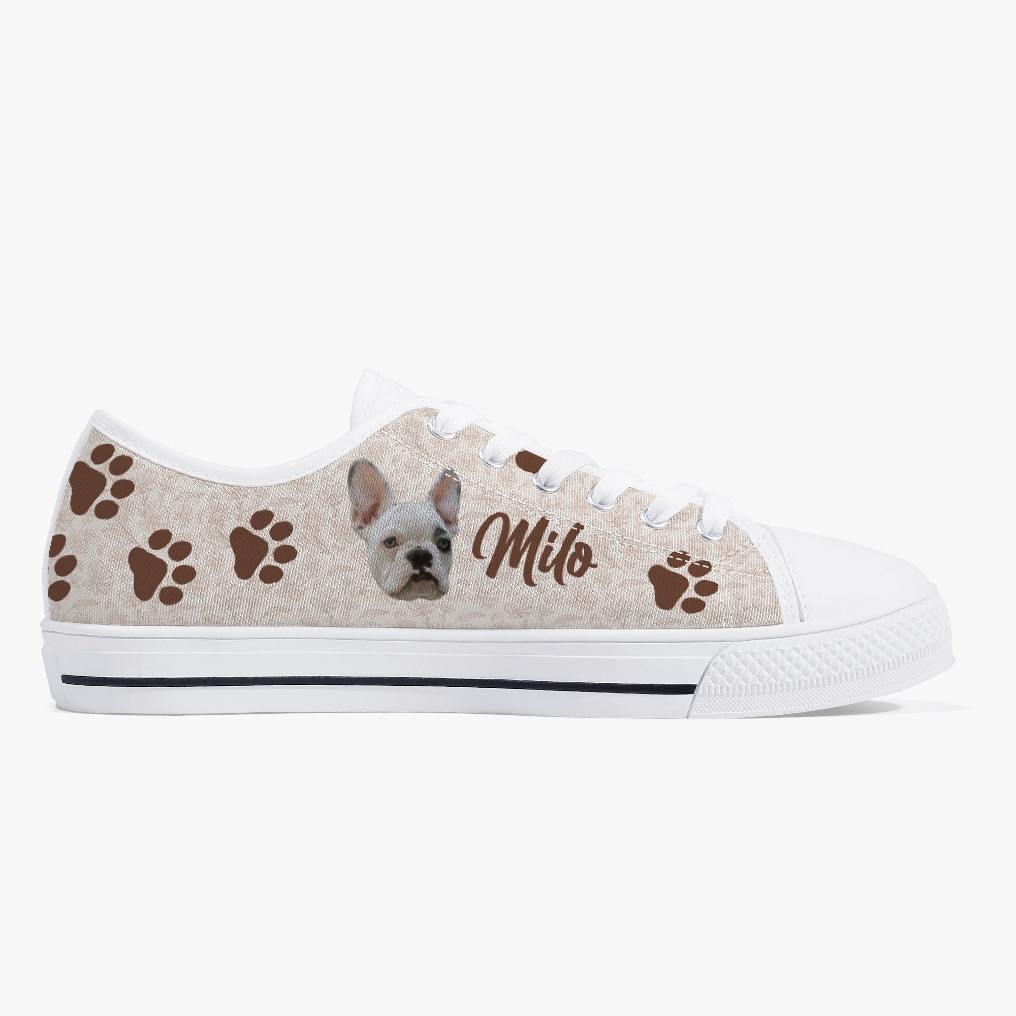 Frenchie Personalized Canvas Sneakers for Frenchie Fans-fadou