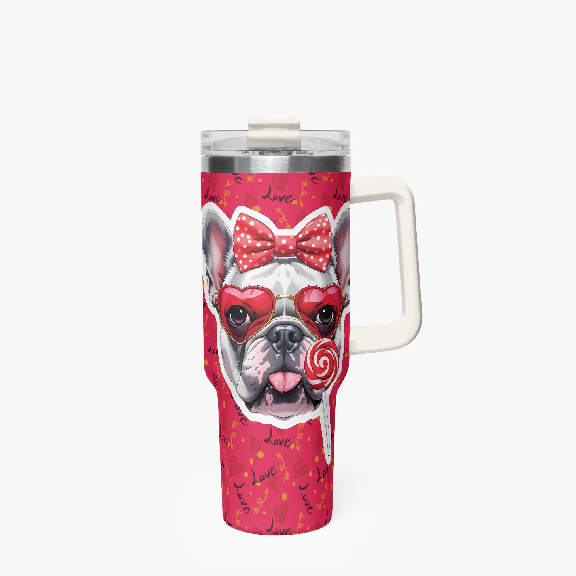 Claud French Bulldog Travel Tumbler for Dog Moms & Dads-fadou