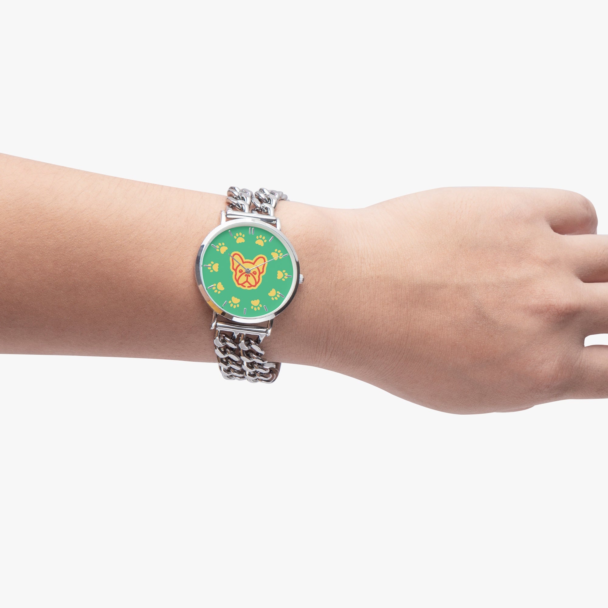 Silver French Bulldog Casual Watch for Frenchie Enthusiasts-fadou