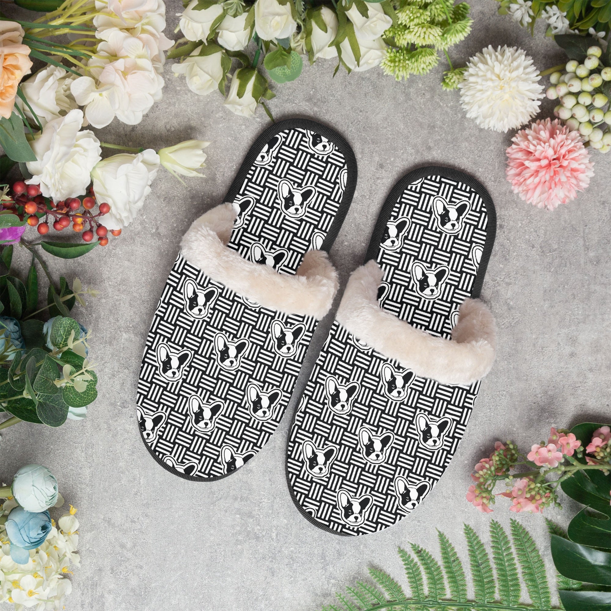 French Bulldog Winter House Slippers for Bulldog Owners-fadou