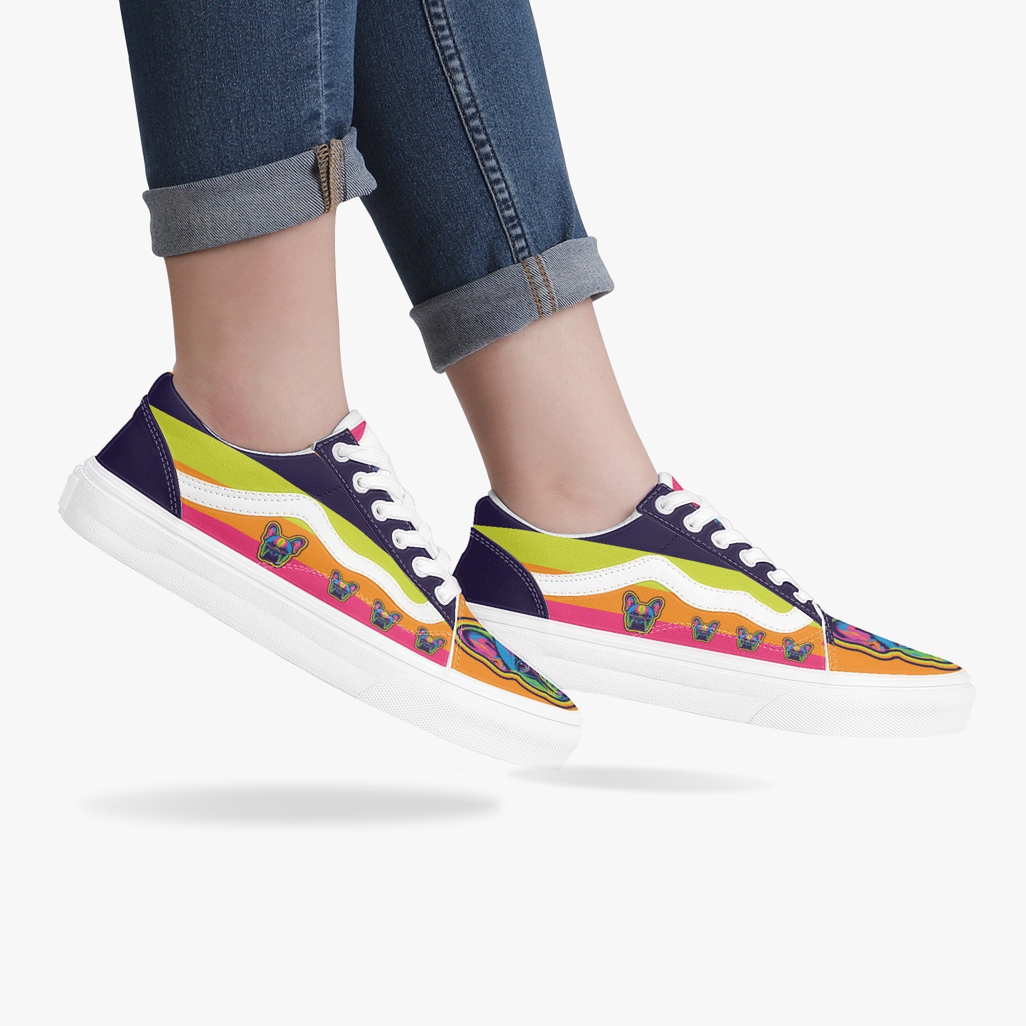 French Bulldog Trendy Canvas Sneakers for Bulldog Owners-fadou