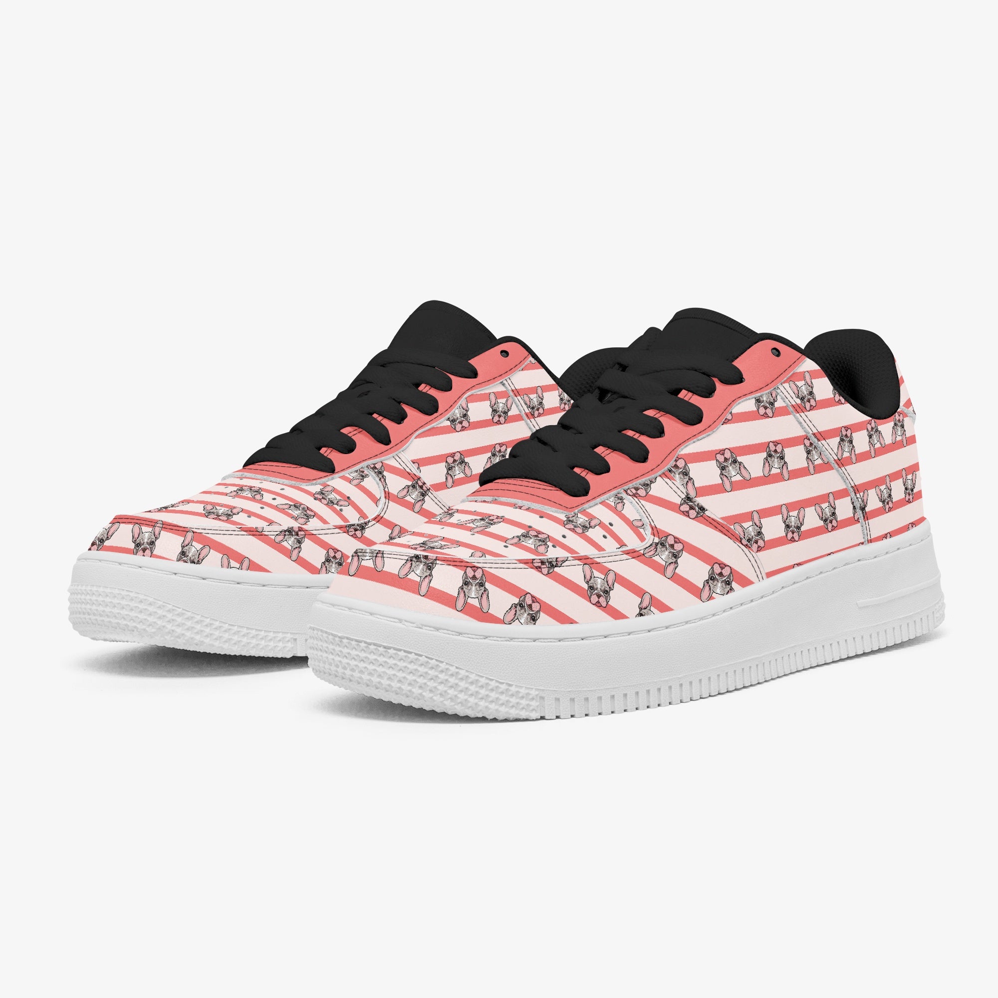 Low-Top Leather Canvas Sneakers for Frenchie Enthusiasts-fadou