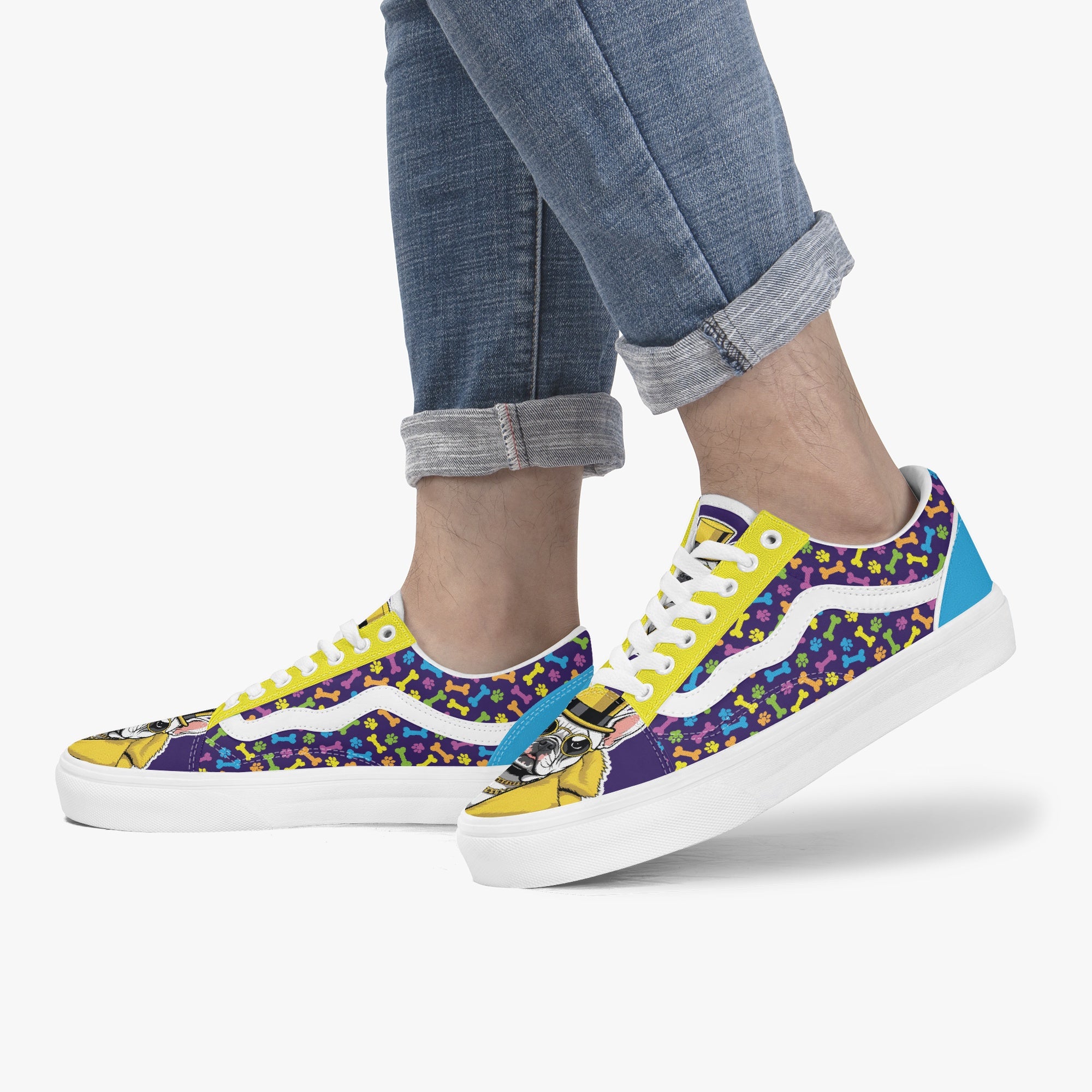 French Bulldog Trendy High-Top Shoes for Frenchie Enthusiasts-fadou