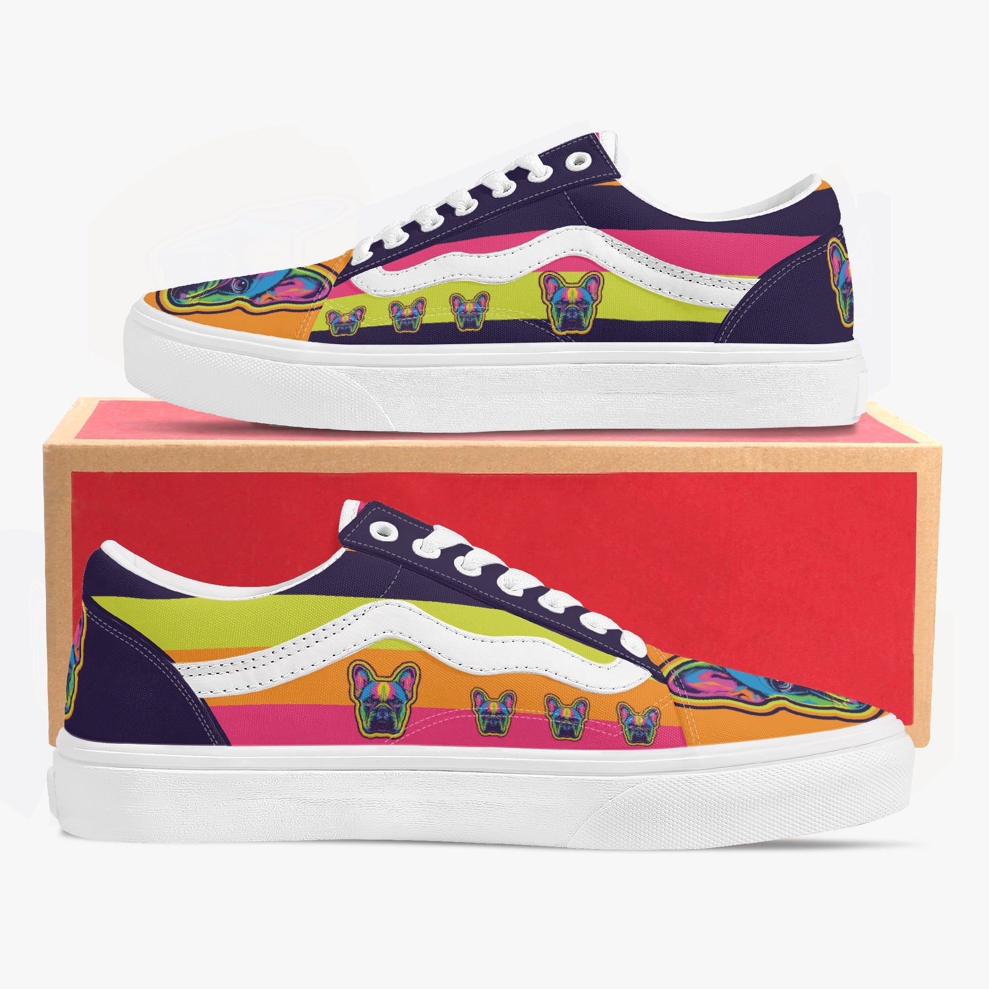 French Bulldog Trendy Canvas Sneakers for Bulldog Owners-fadou
