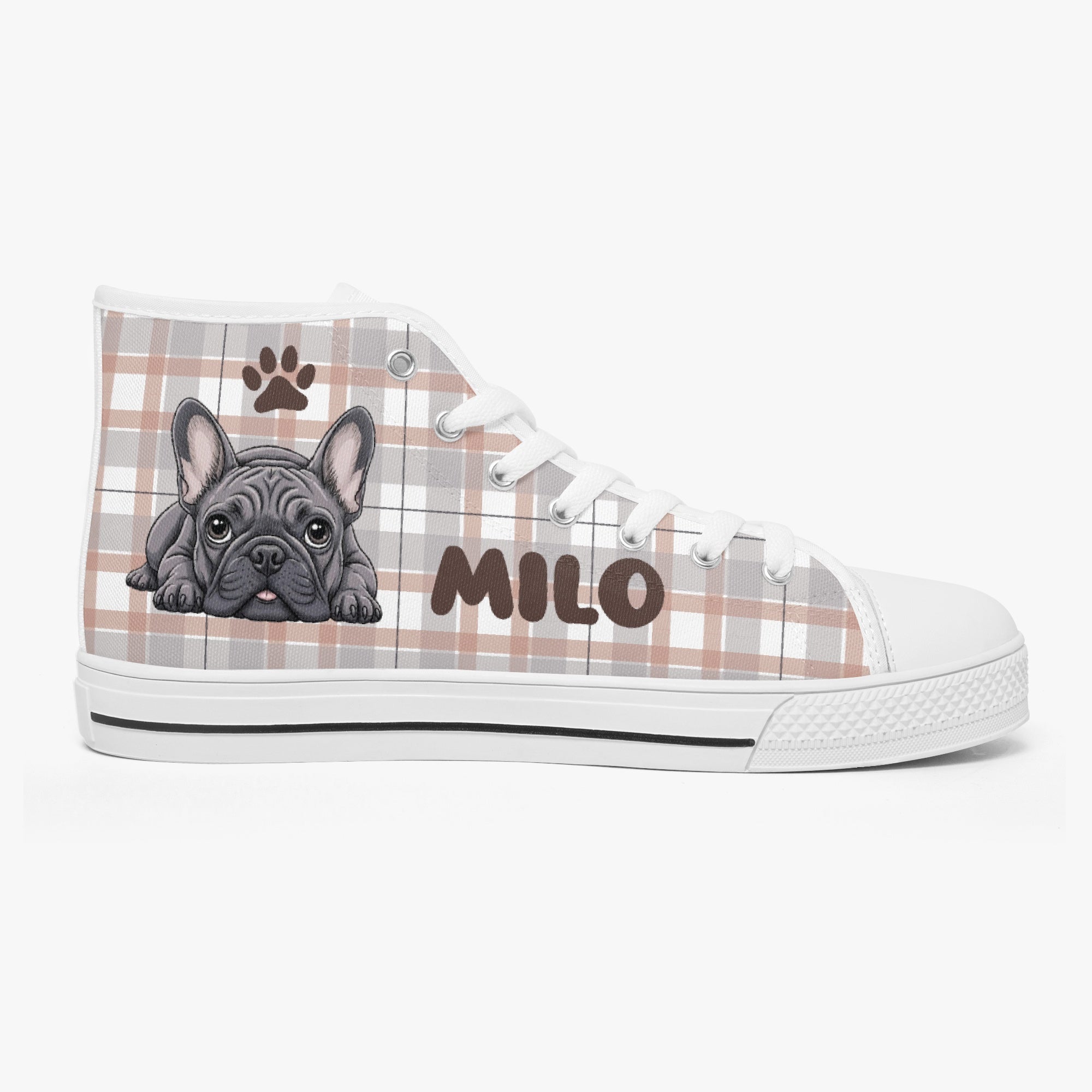 Frenchie Personalized Canvas Sneakers for Frenchie Enthusiasts-fadou