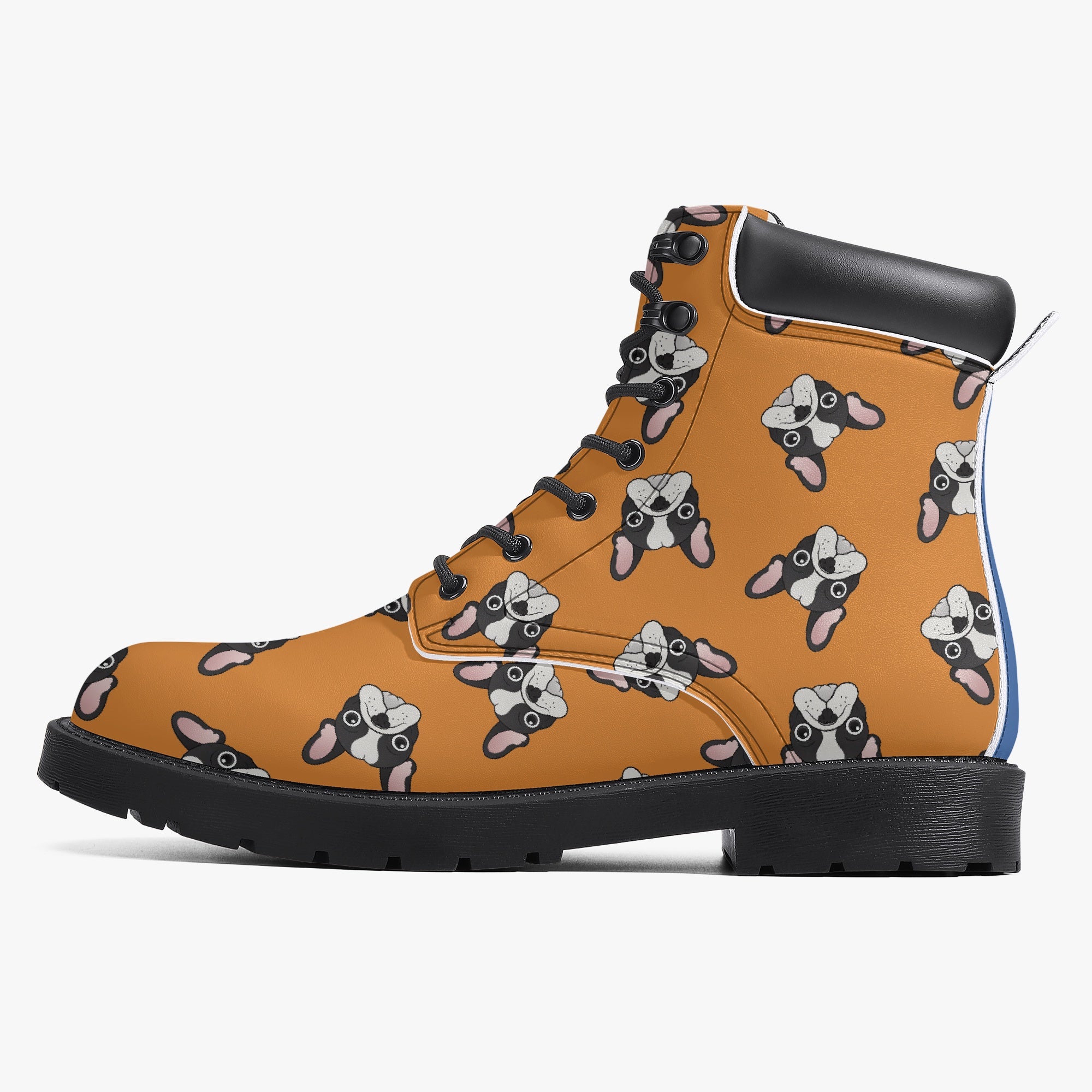 French Bulldog Leather Casual Boots for Frenchie Enthusiasts-fadou
