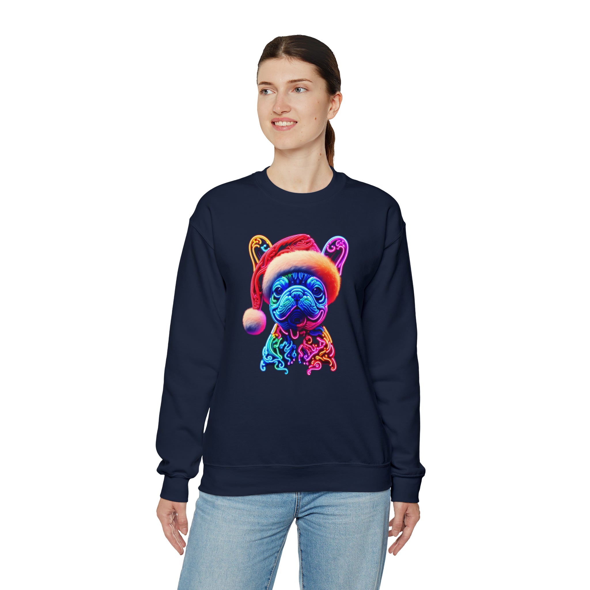 French Bulldog Christmas Fleece Hoodie for Bulldog Owners-fadou