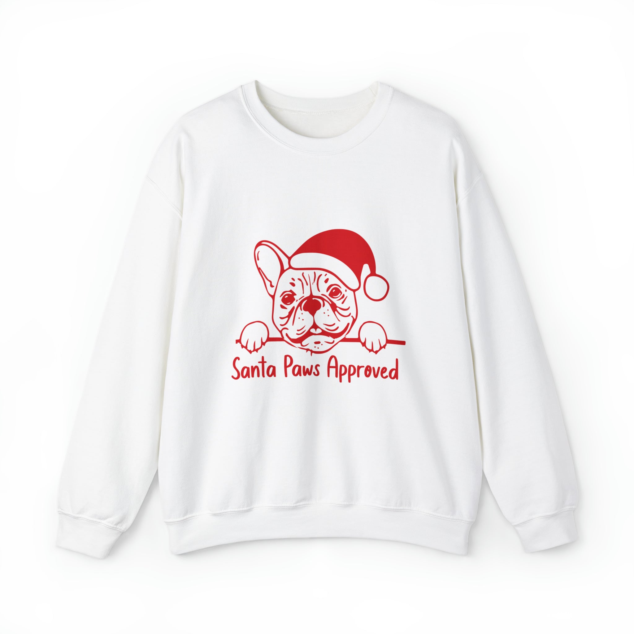 Santa French Bulldog Cotton Sweatshirt for Everyday Wear-fadou
