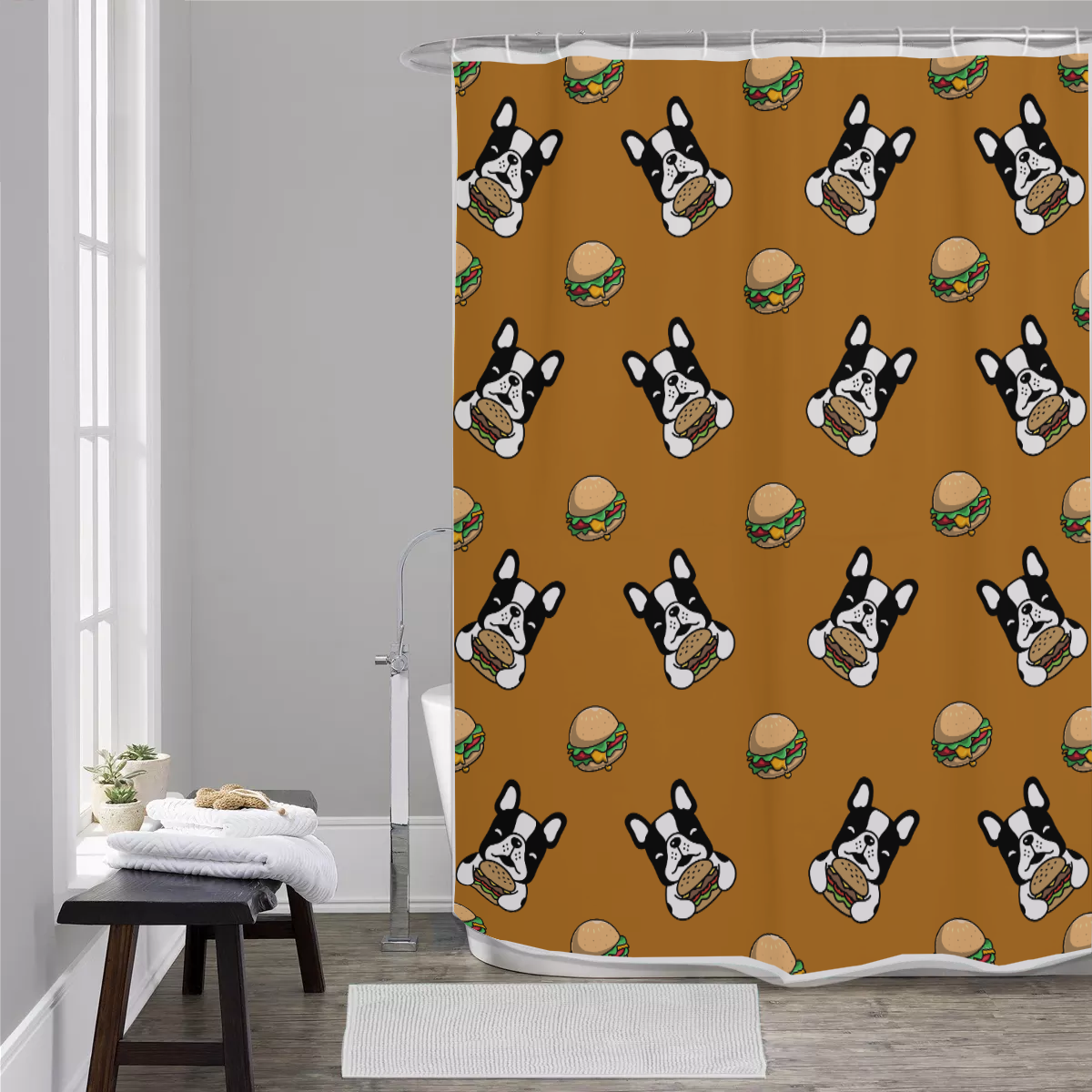 PORTER French Bulldog Bathroom Curtain for Everyday Wear-fadou