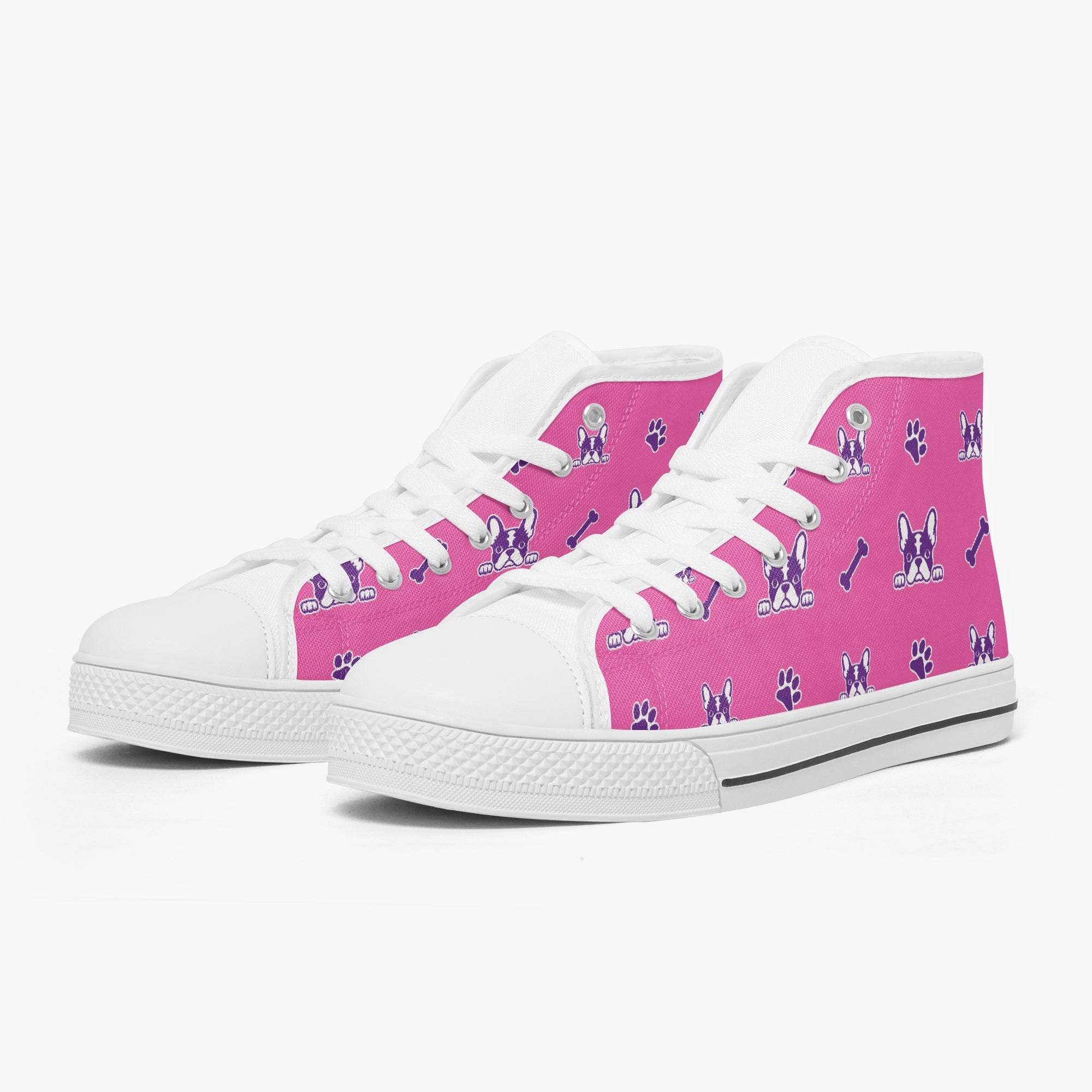 French Bulldog High-Top Classic Sneakers for Dog Park Days-fadou
