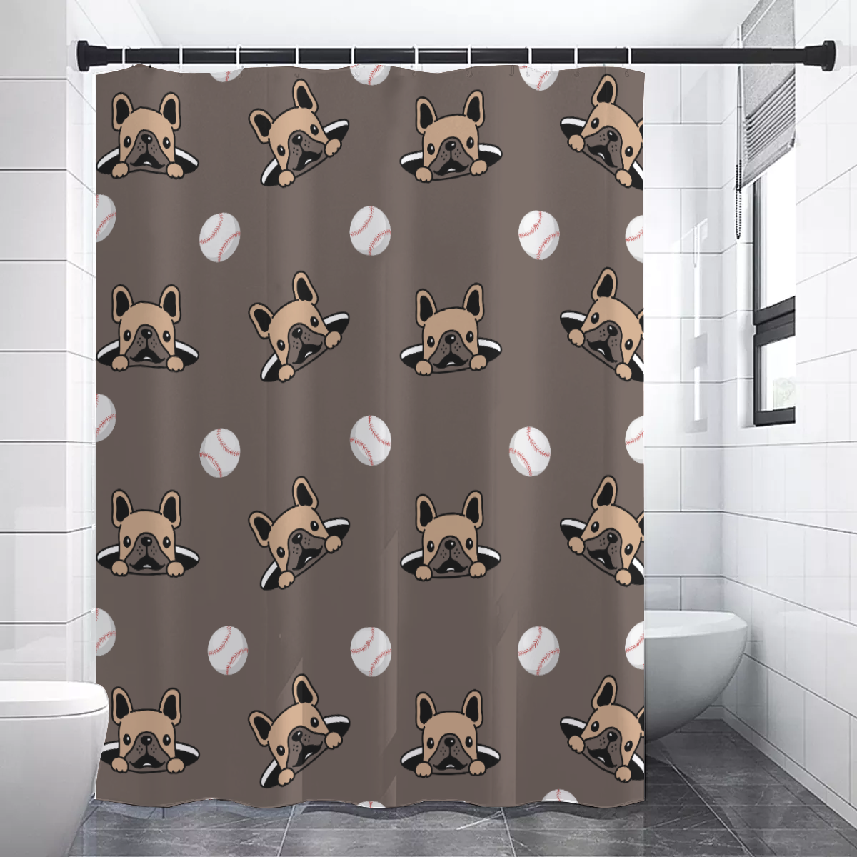 MAC French Bulldog Bathroom Curtain for Dog Moms & Dads-fadou