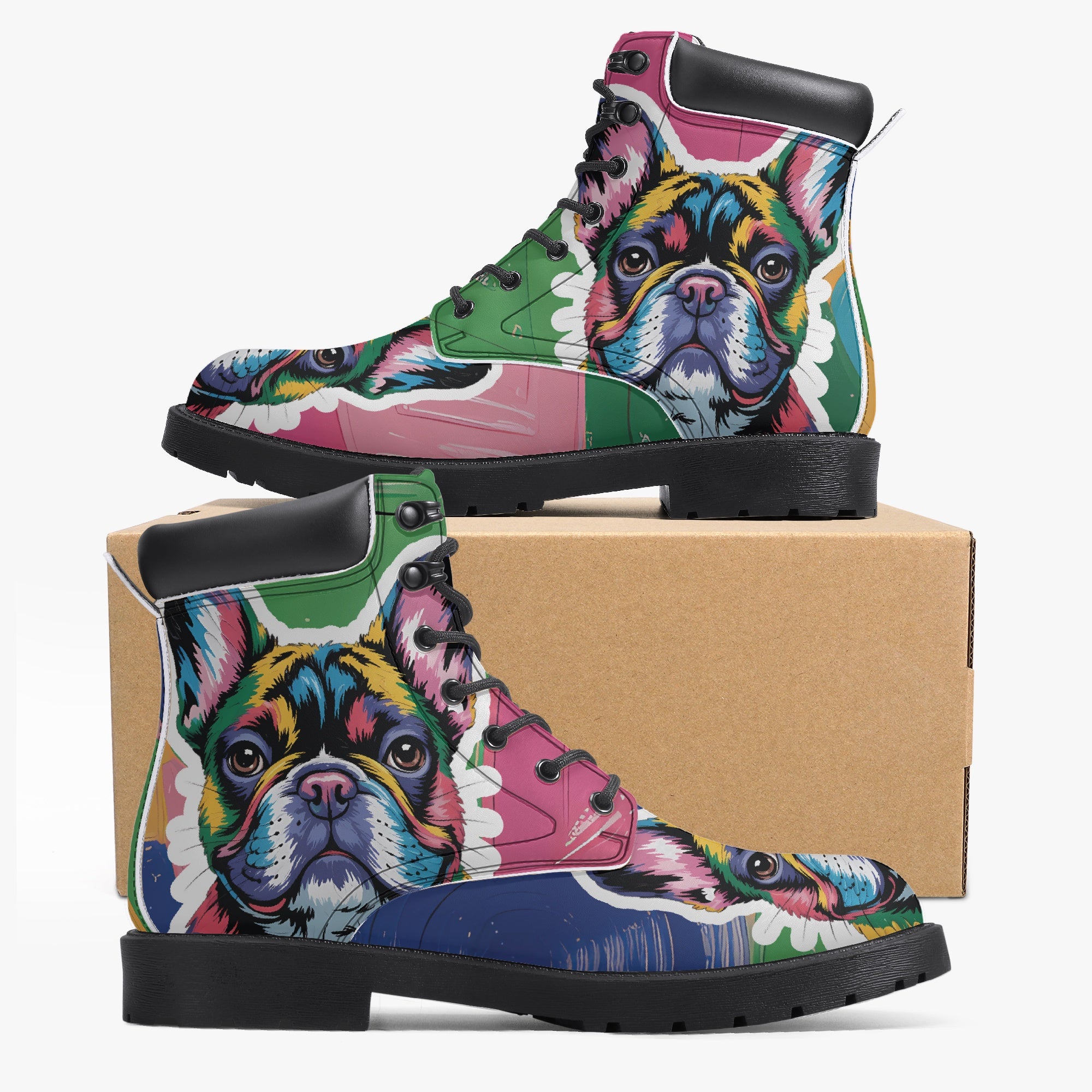 French Bulldog Leather Ankle Booties for Frenchie Enthusiasts-fadou