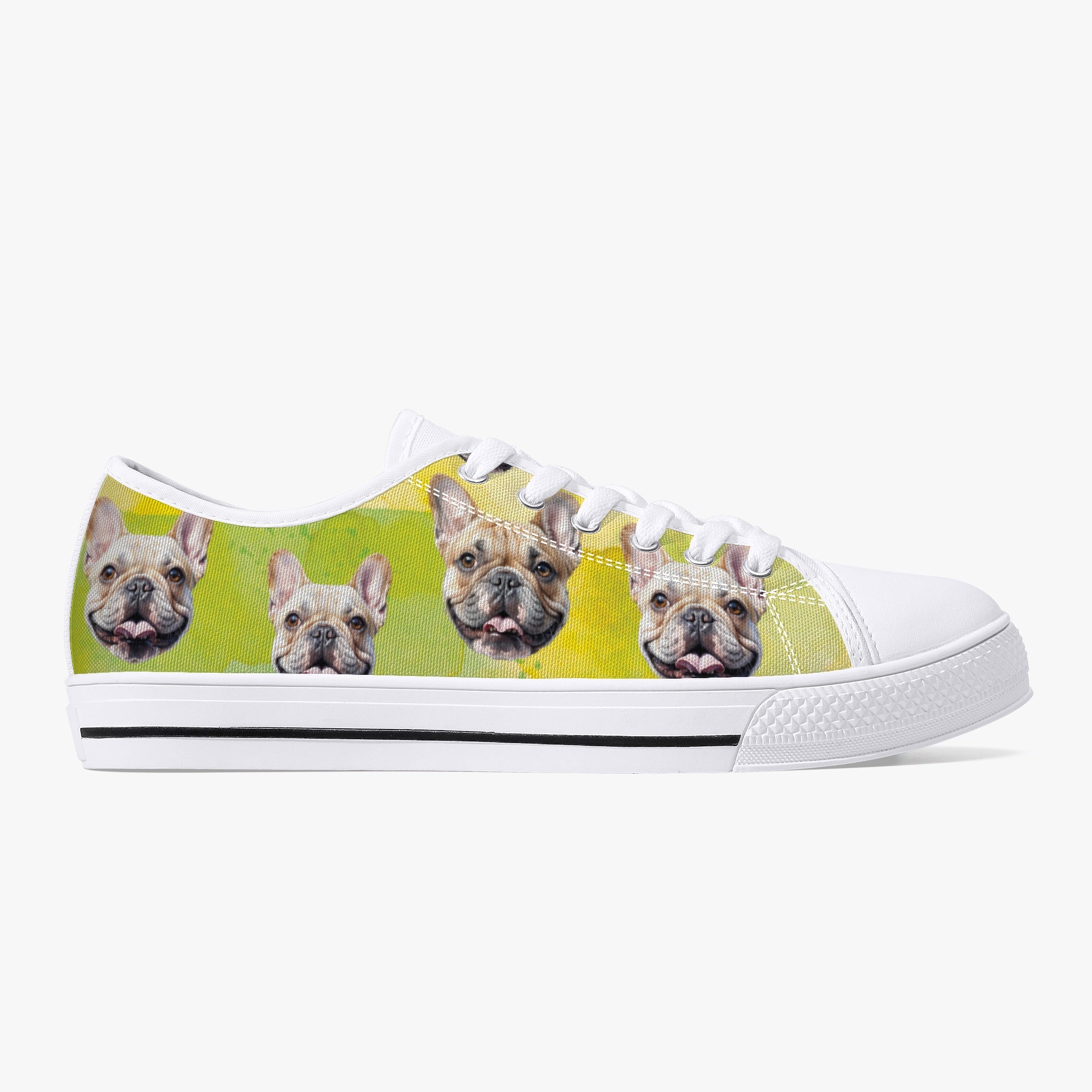 Low-Top Classic Canvas Sneakers for Frenchie Enthusiasts-fadou