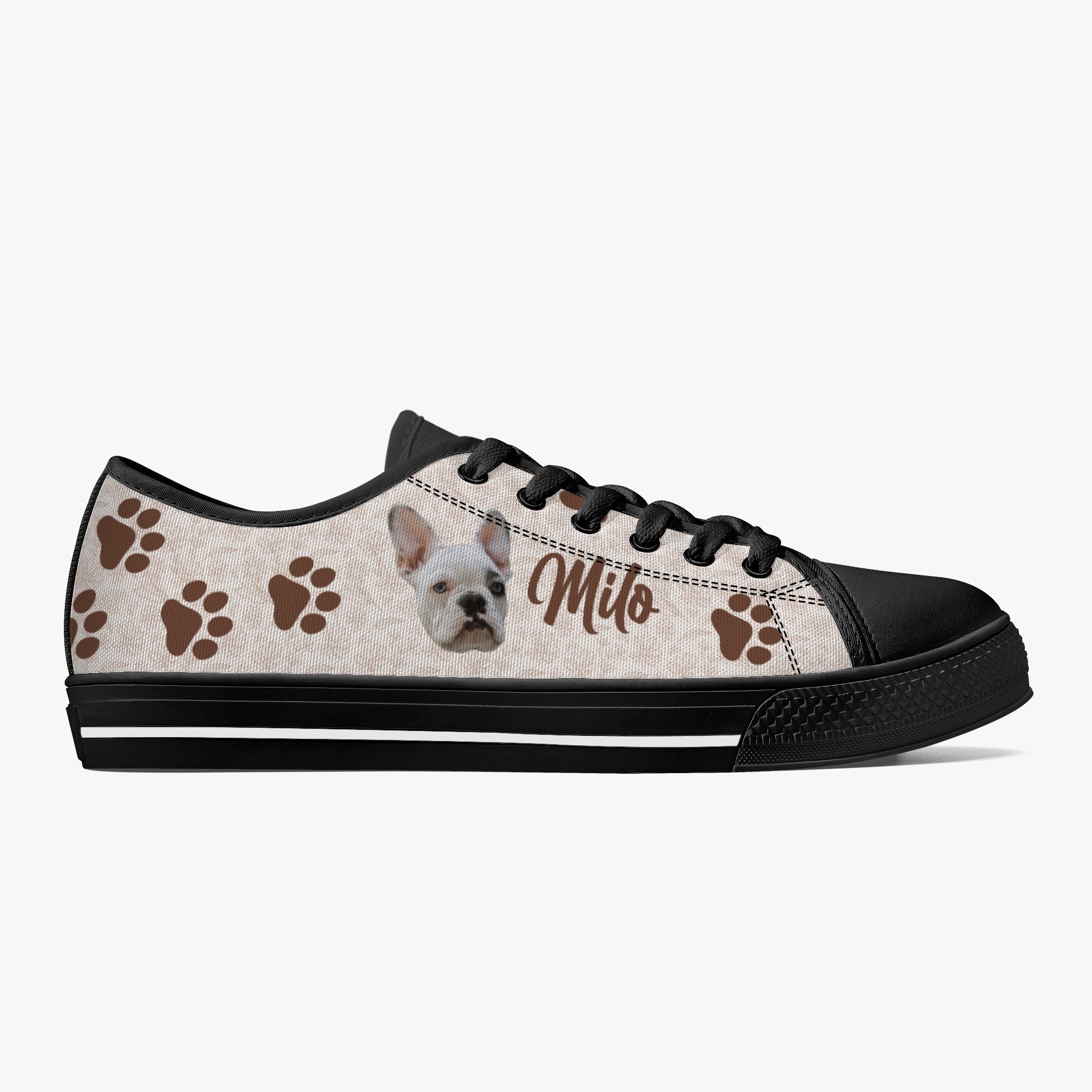 Frenchie Personalized Canvas Sneakers for Frenchie Fans-fadou
