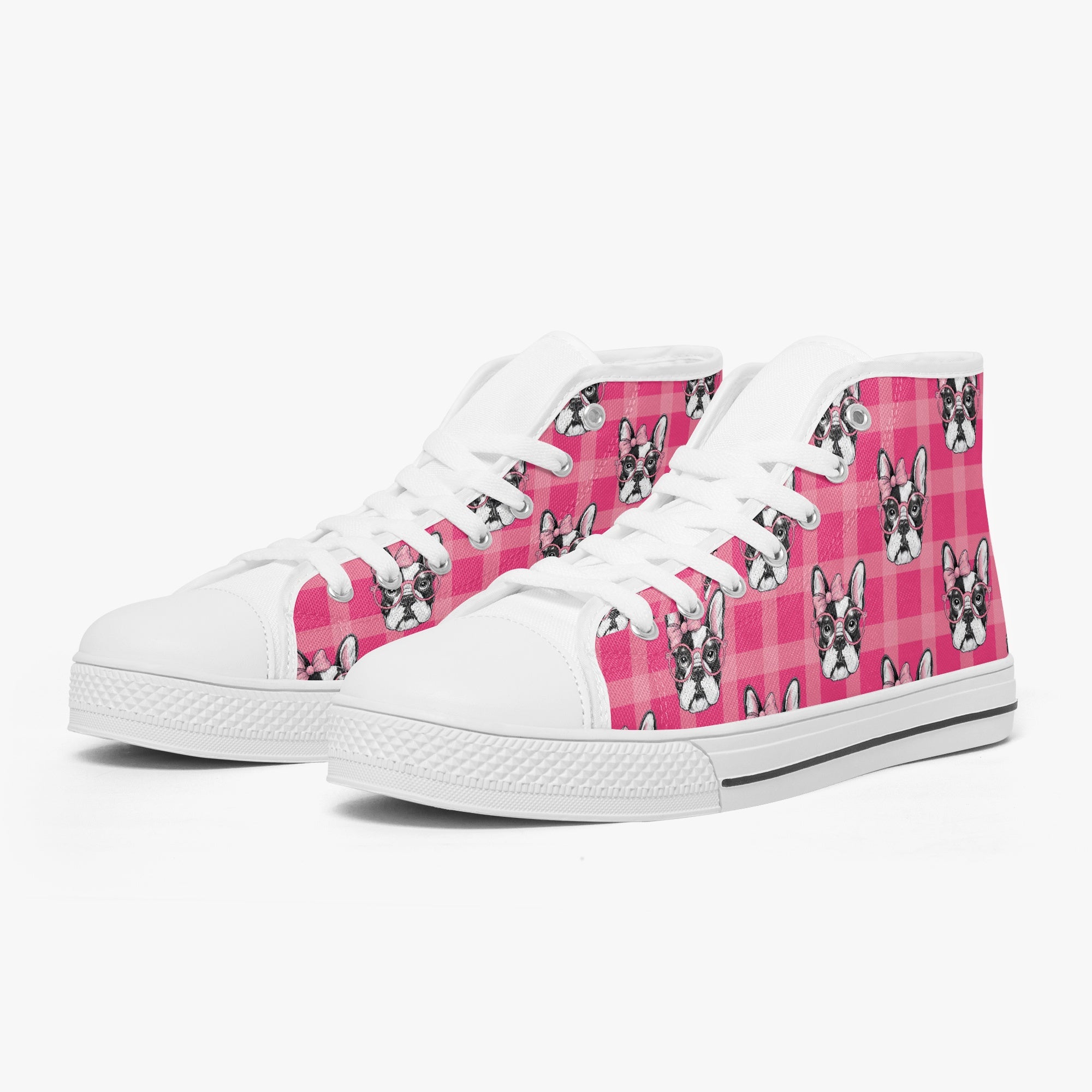 High-Top Classic Canvas Sneakers for Frenchie Enthusiasts-fadou