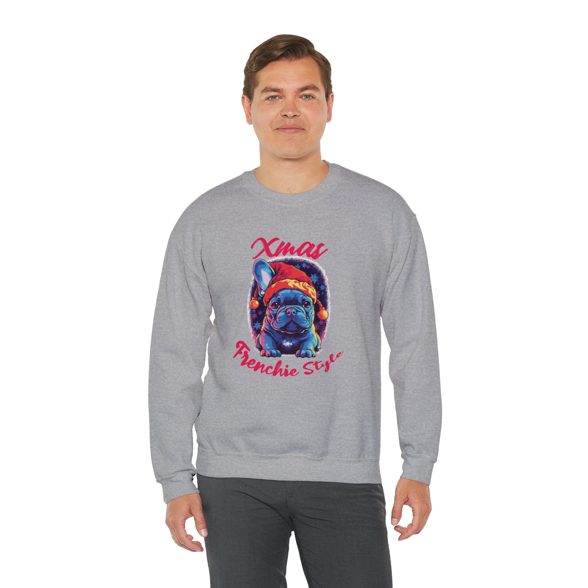 Xmas French Bulldog Cotton Sweatshirt for Everyday Wear-fadou