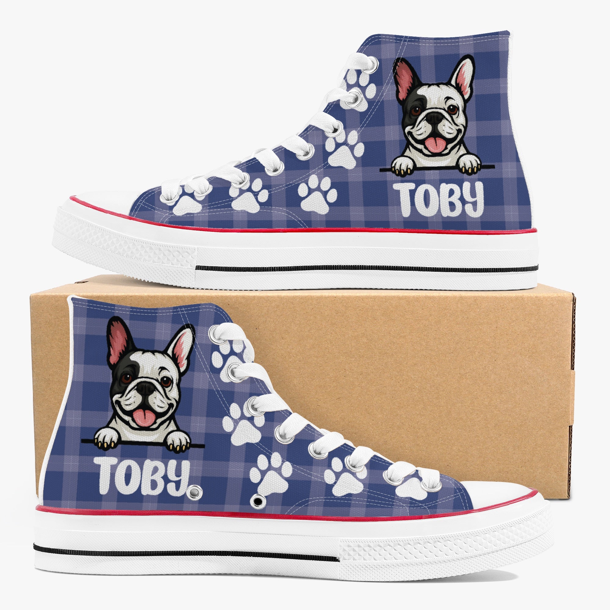 French Bulldog Personalized Canvas Sneakers for Dog Park Days-fadou