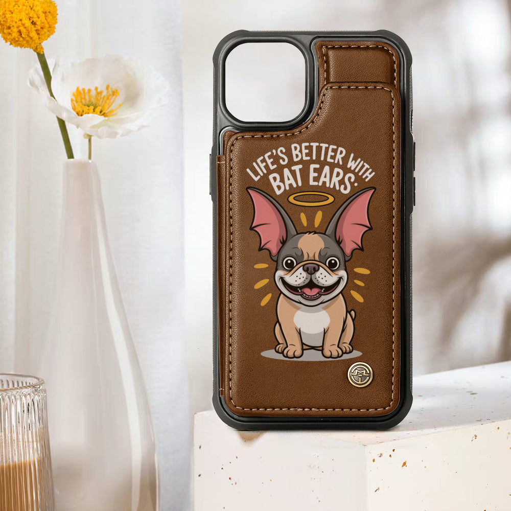 Mia - Leather Wallet Case for for Iphone & Samsung for Dog Moms & Dads-fadou