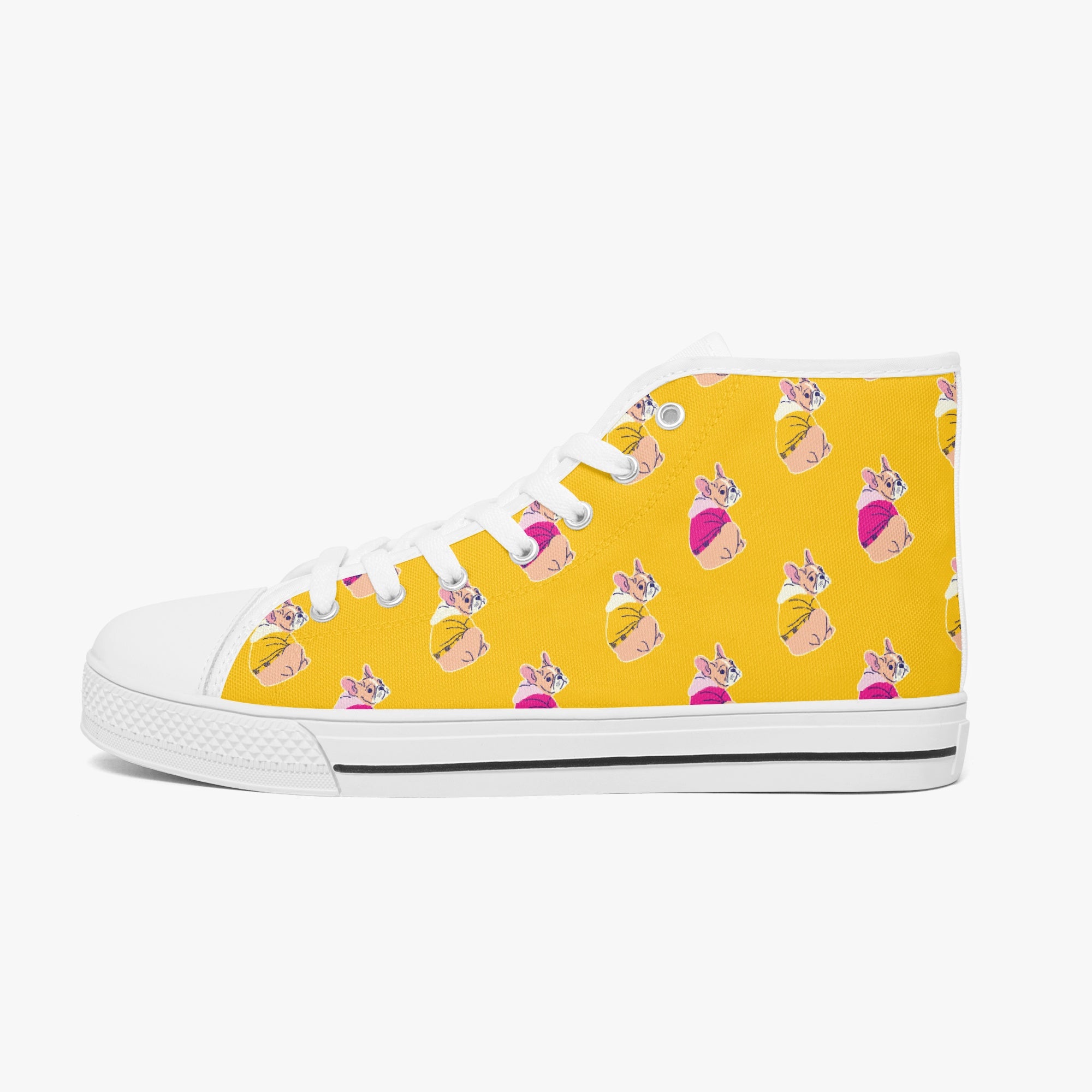 Frenchie High-Top Casual Footwear for Frenchie Enthusiasts-fadou