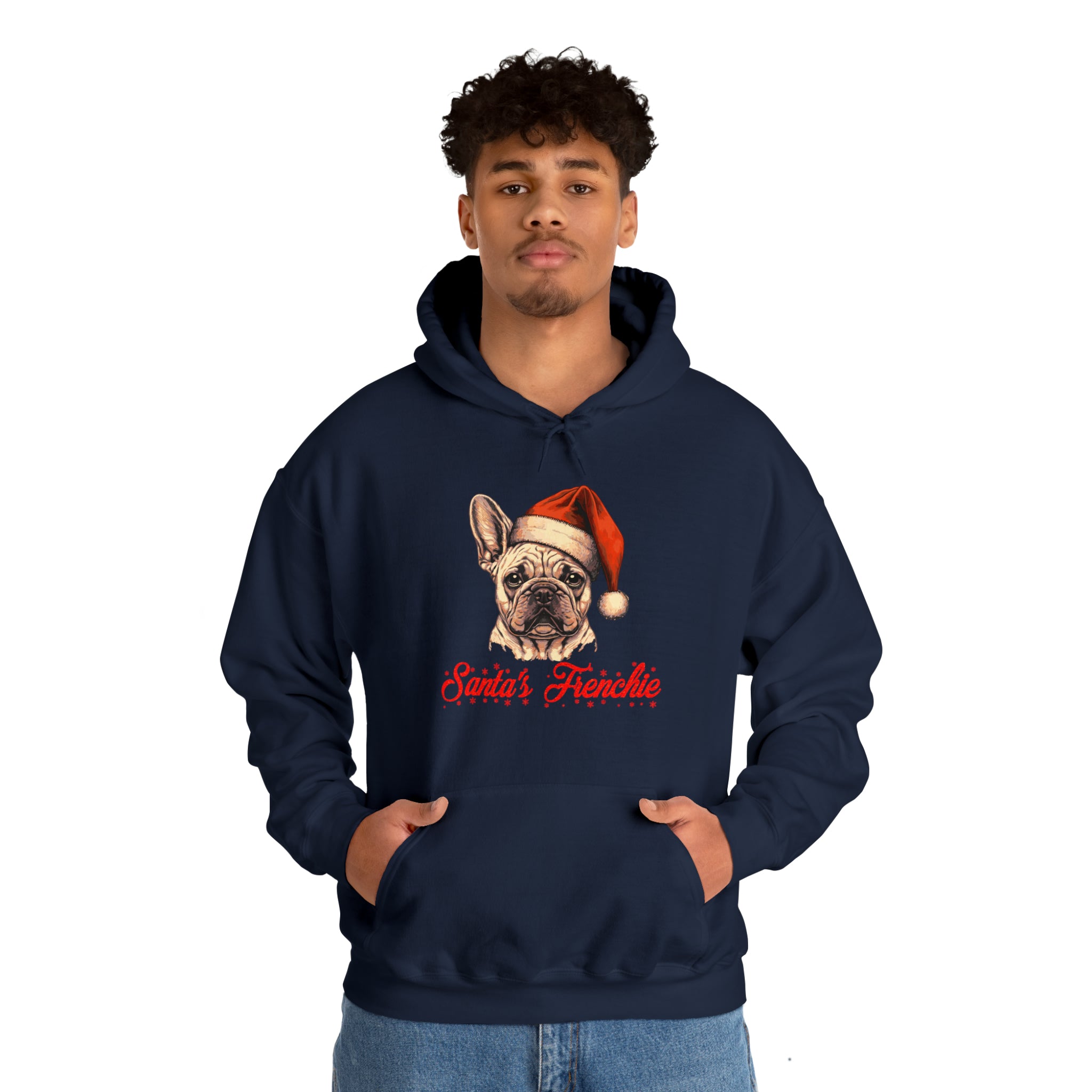Santa's Frenchie Unisex Hoodie for Daily Walks and Play-fadou