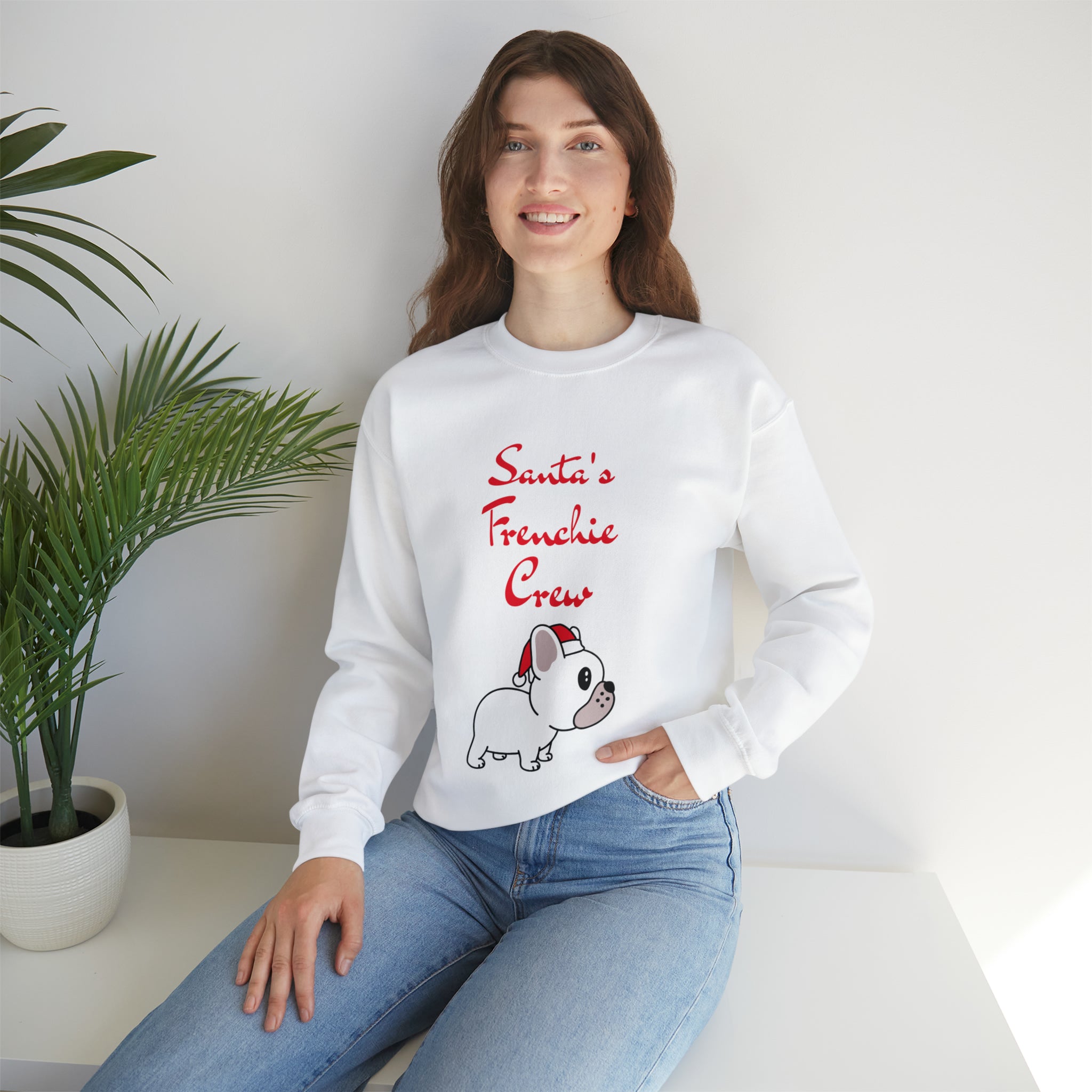 Santa's Frenchie Crew Sweater - Unisex Sweatshirt for Cozy Nights-fadou