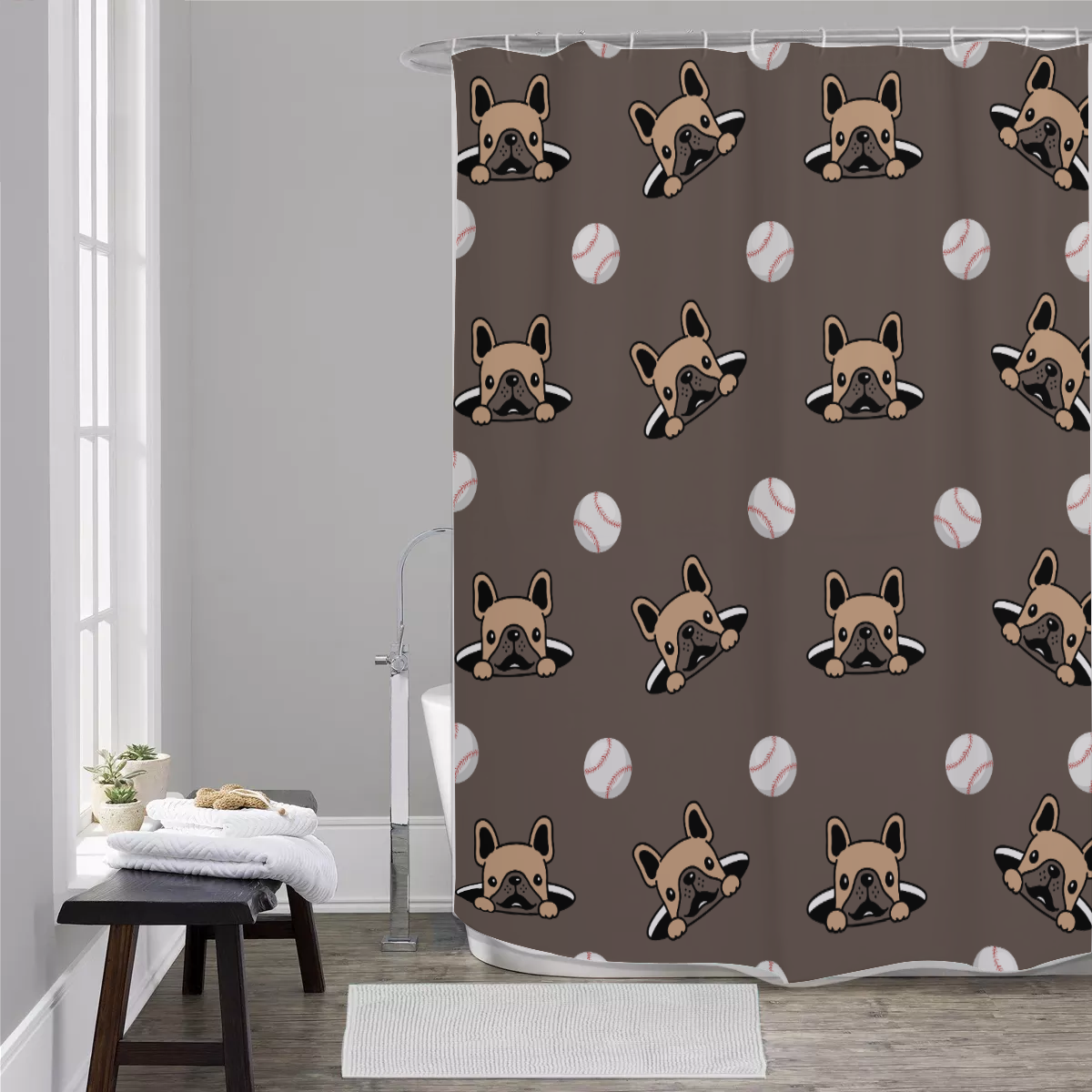MAC French Bulldog Bathroom Curtain for Dog Moms & Dads-fadou