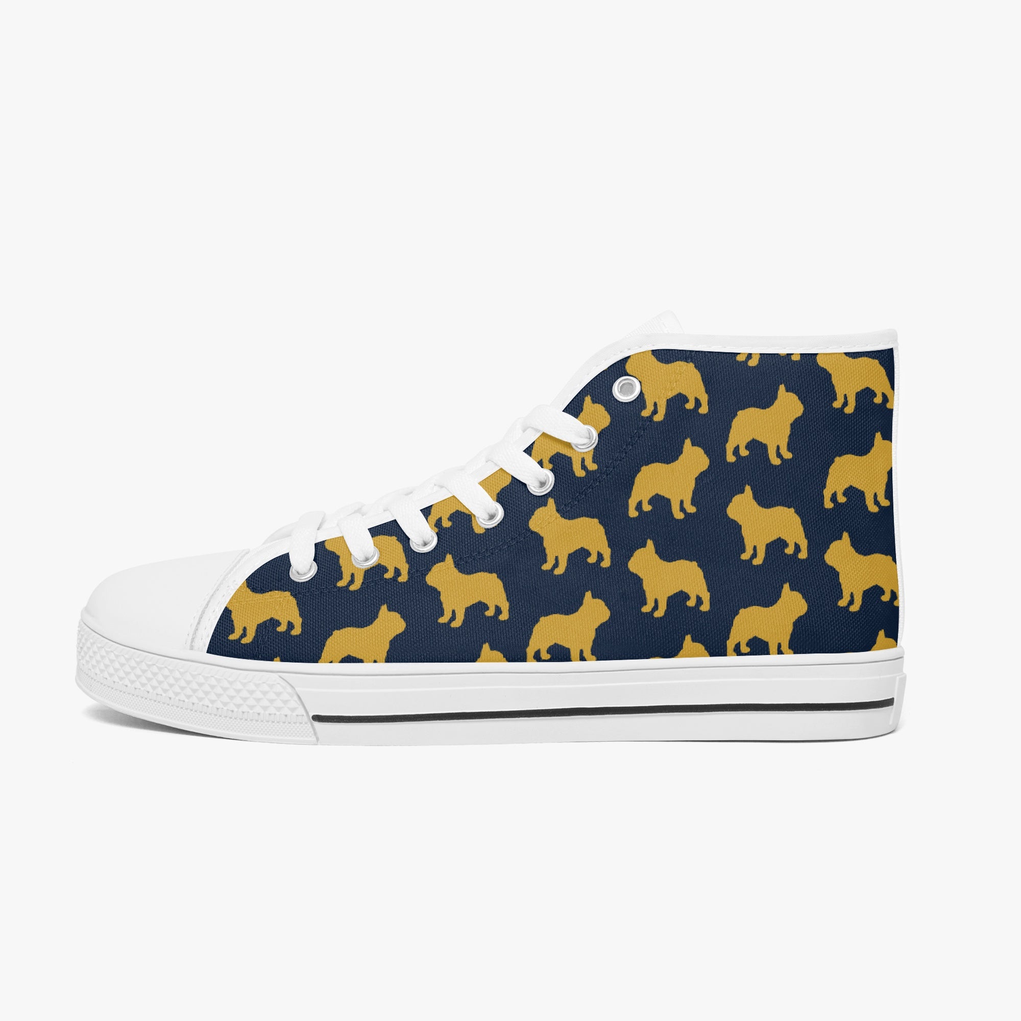 French Bulldog High-Top Canvas Sneakers for Pet Parents-fadou