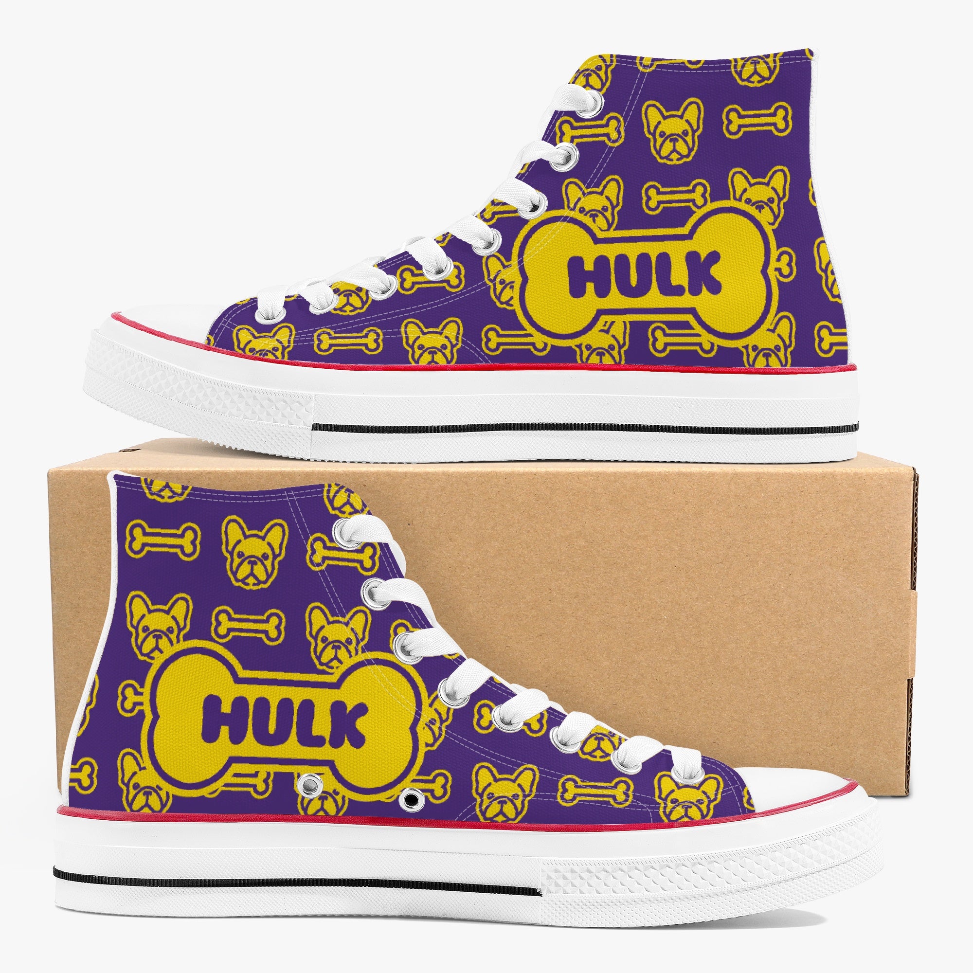 High-Top Personalized Canvas Sneakers for Bulldog Owners-fadou