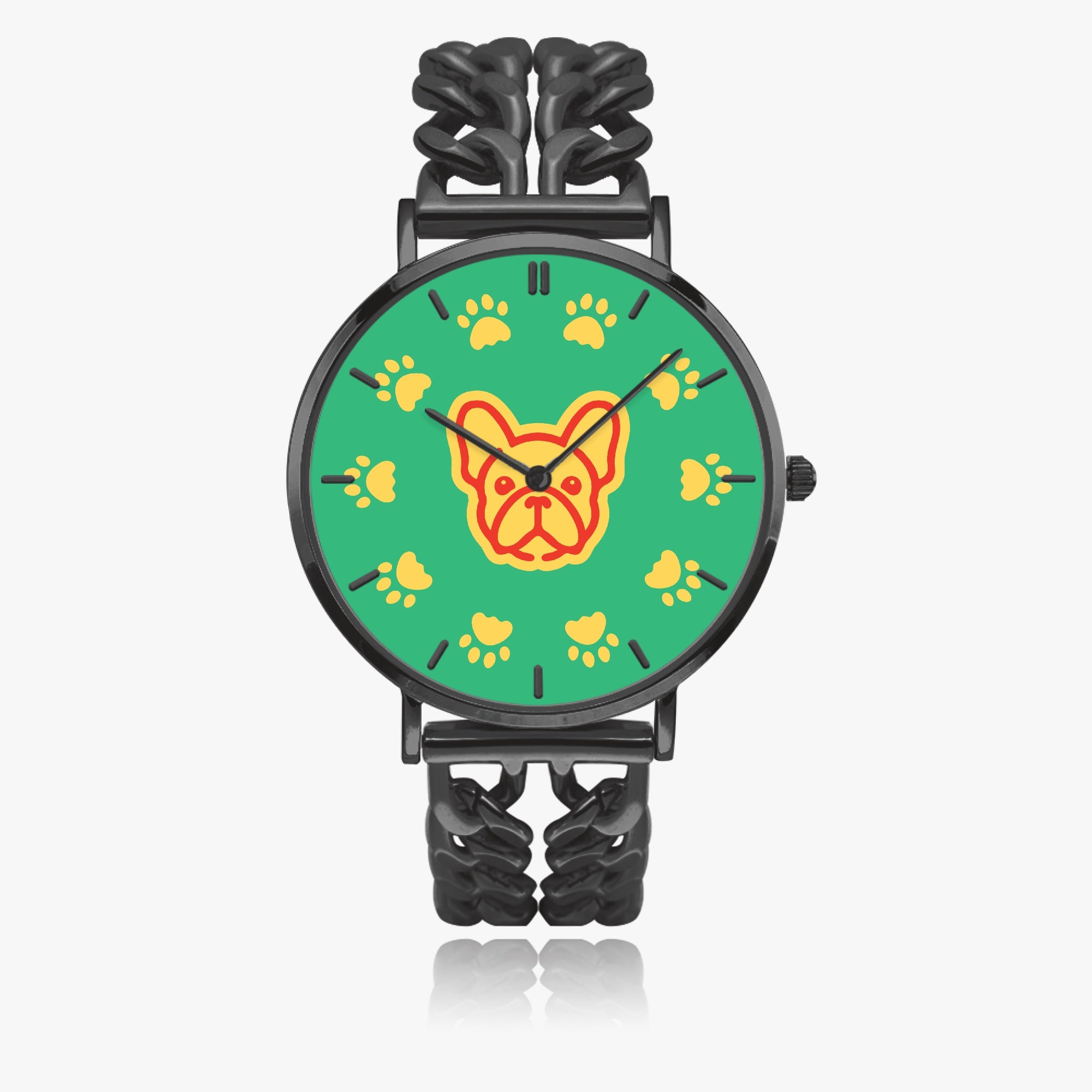 Silver French Bulldog Casual Watch for Frenchie Enthusiasts-fadou