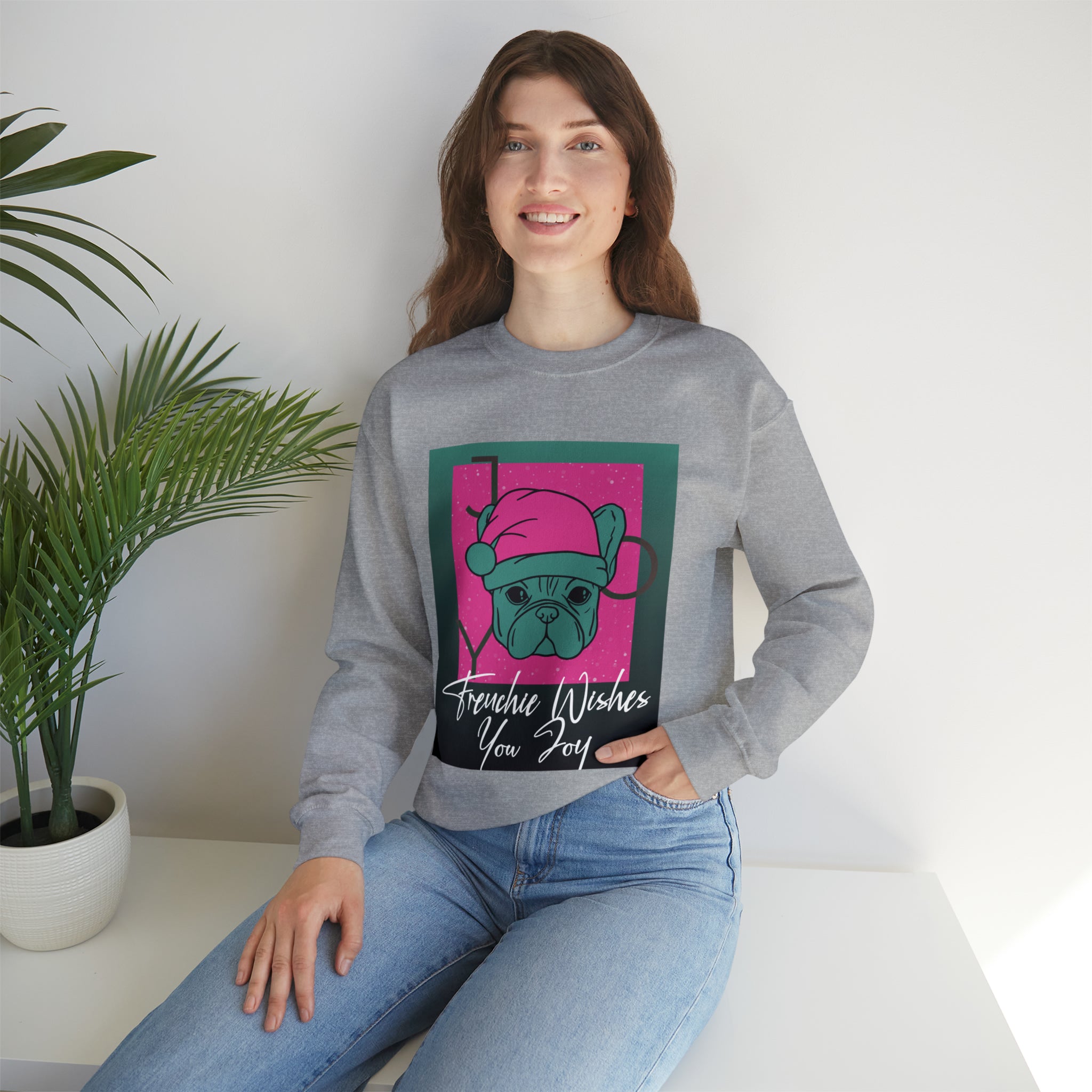 Frenchie Wish Sweater - Unisex Sweatshirt for Flat-Face Breeds-fadou