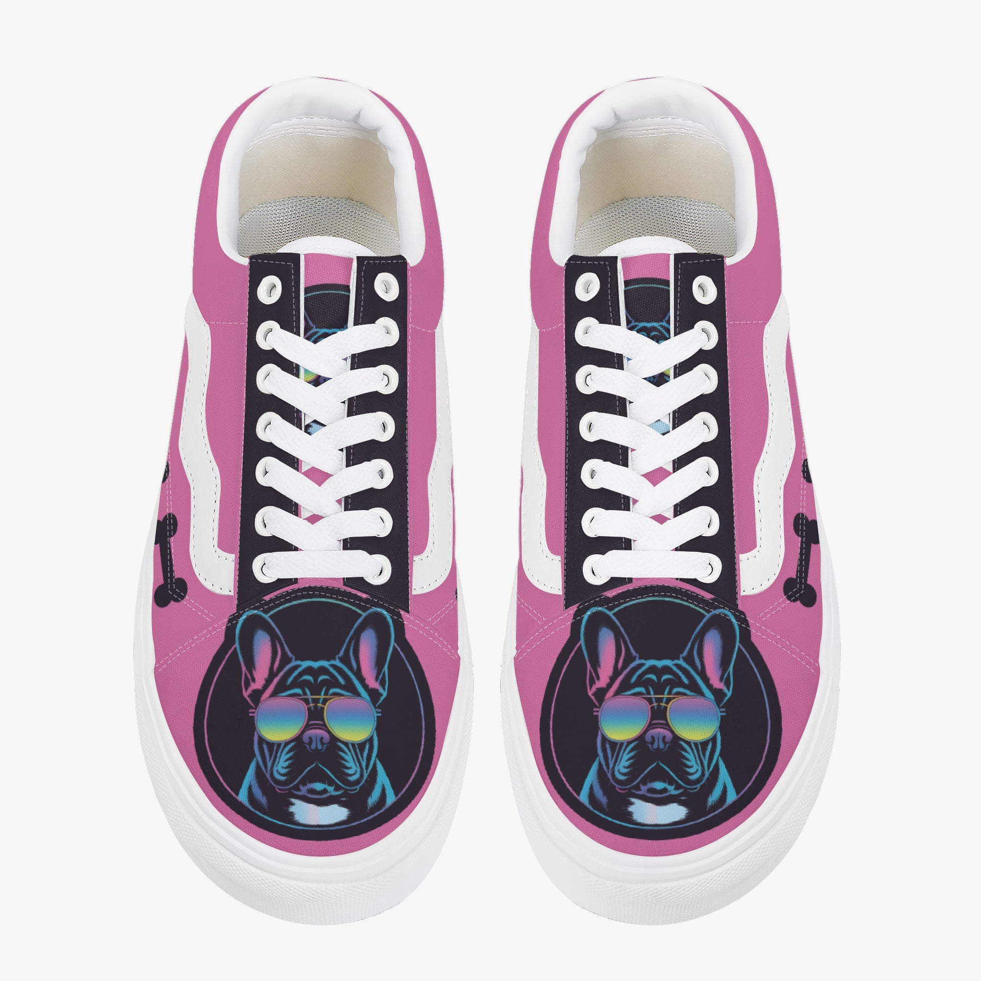 Low-Top Trendy Canvas Sneakers for Frenchie Enthusiasts-fadou