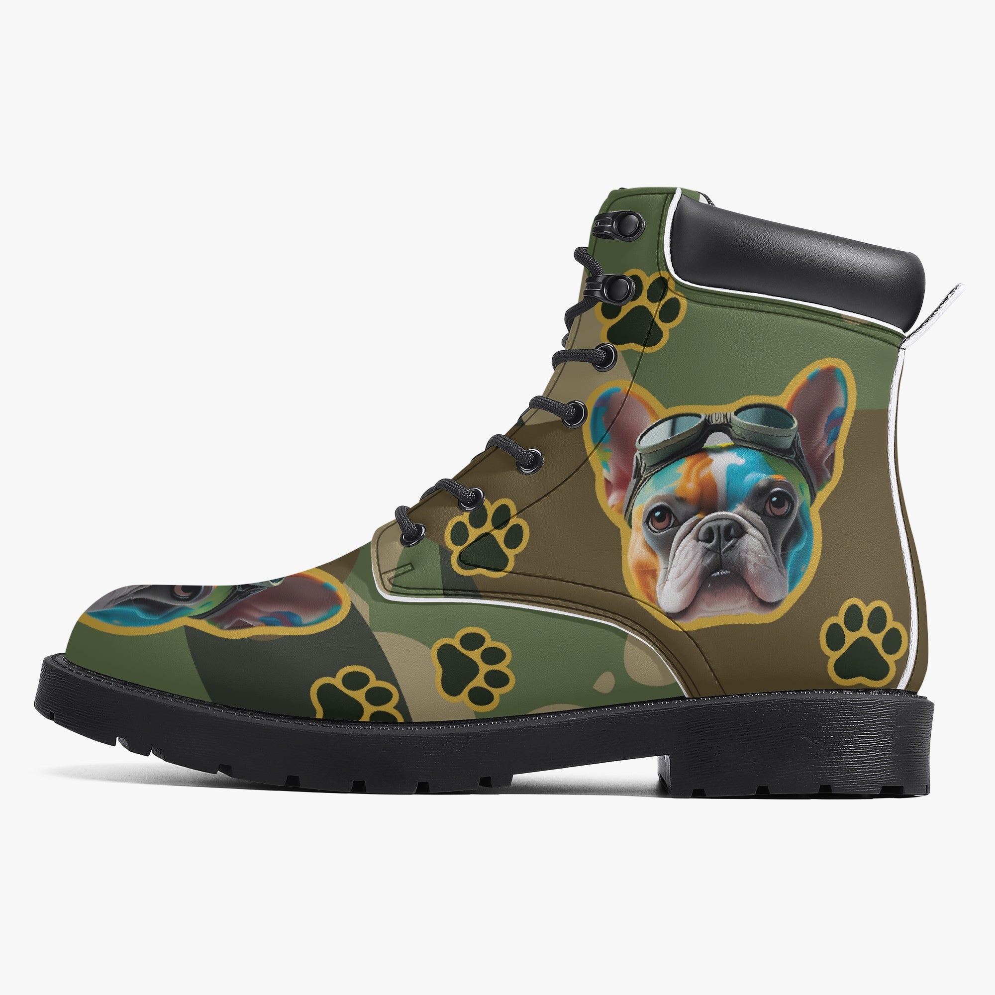 French Bulldog Leather Fashion Boots for Frenchie Enthusiasts-fadou