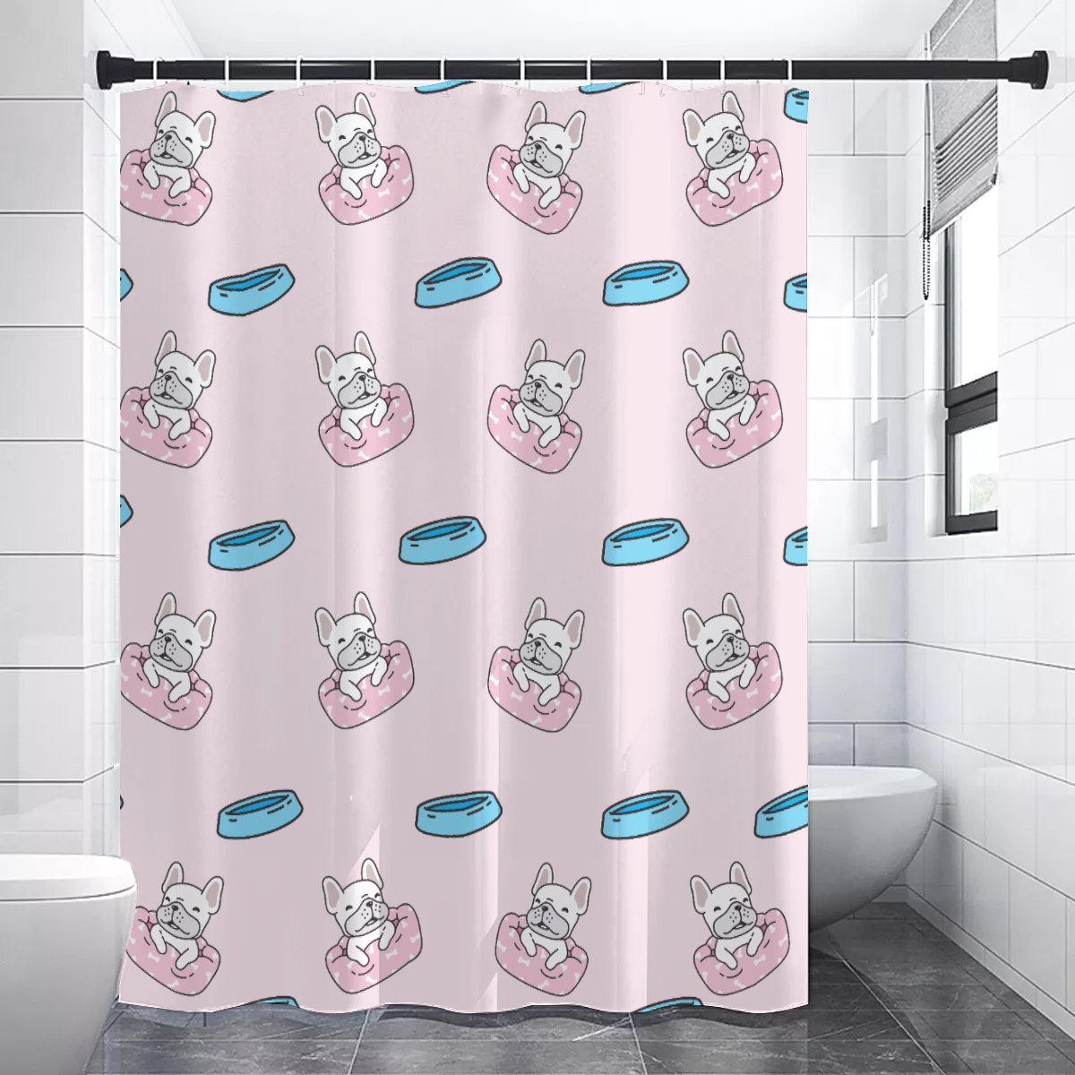 KOBE French Bulldog Shower Curtain for Frenchie Enthusiasts-fadou
