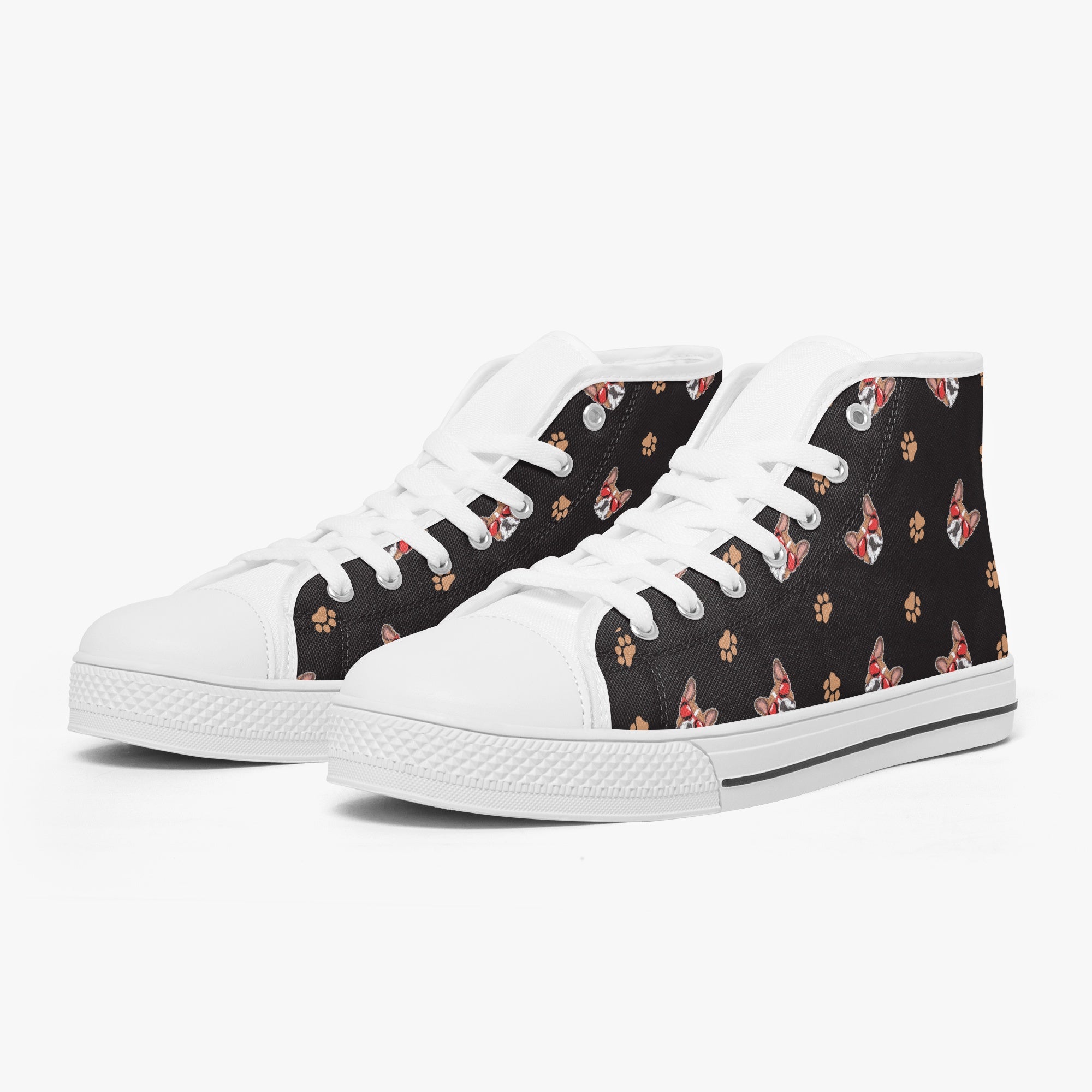 French Bulldog Classic Canvas Sneakers for Frenchie Fans-fadou