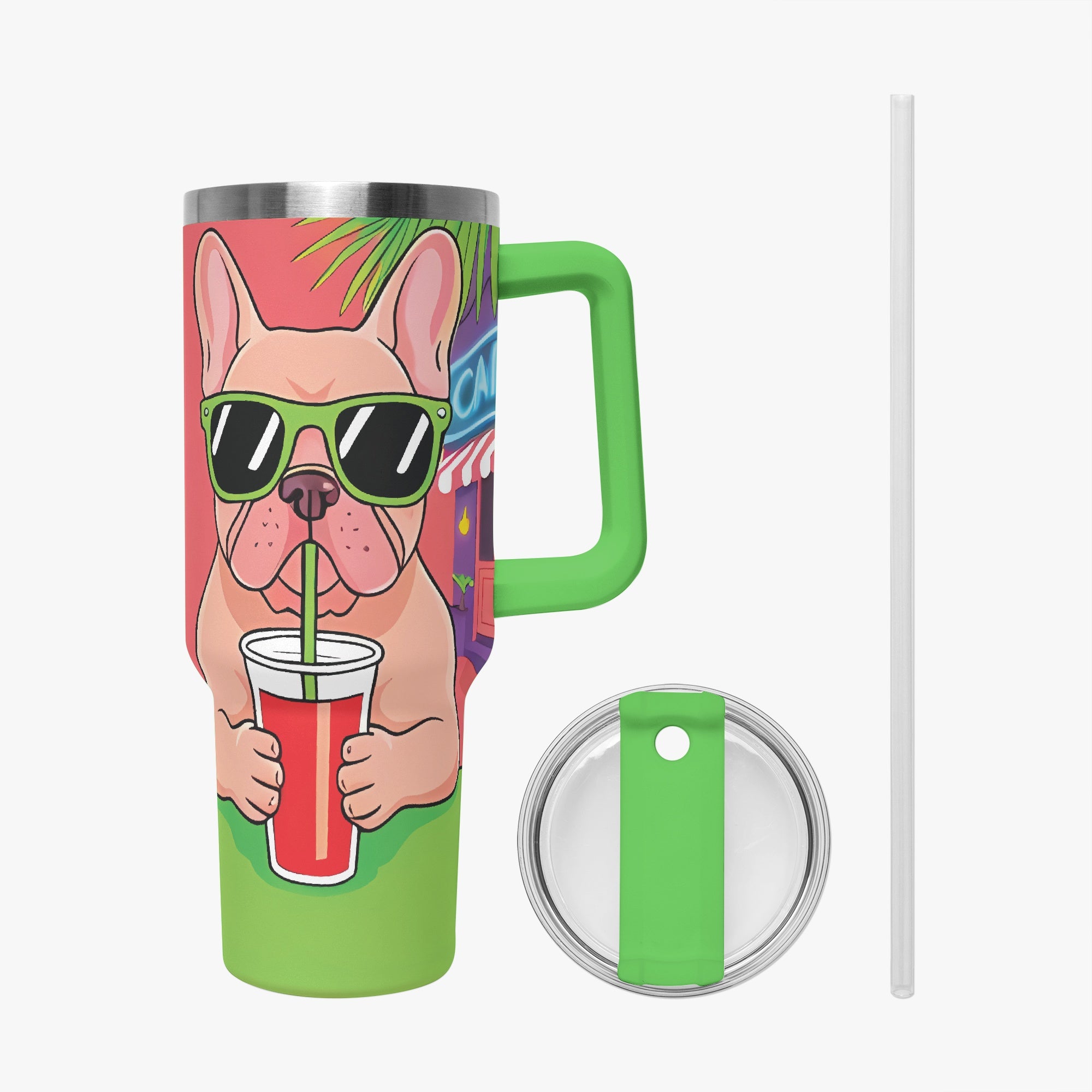 Kevin French Bulldog Travel Tumbler for Dog Moms & Dads-fadou