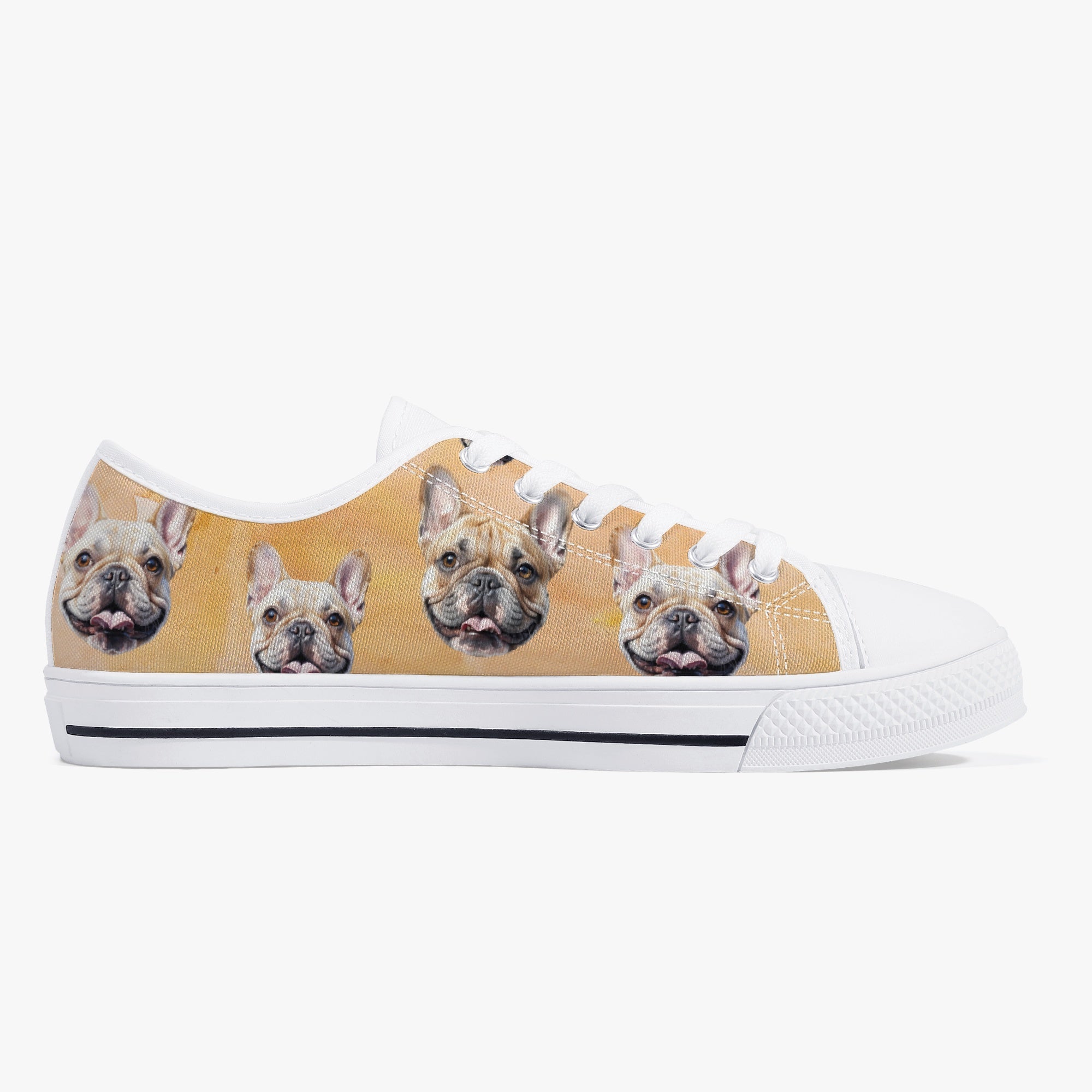 Low-Top Classic Canvas Sneakers for Frenchie Enthusiasts-fadou