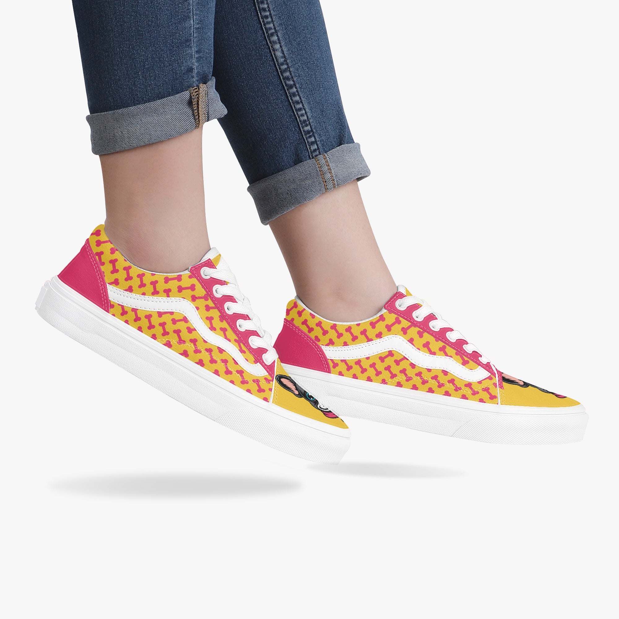 Low-Top Trendy Classic Sneakers for Frenchie Enthusiasts-fadou