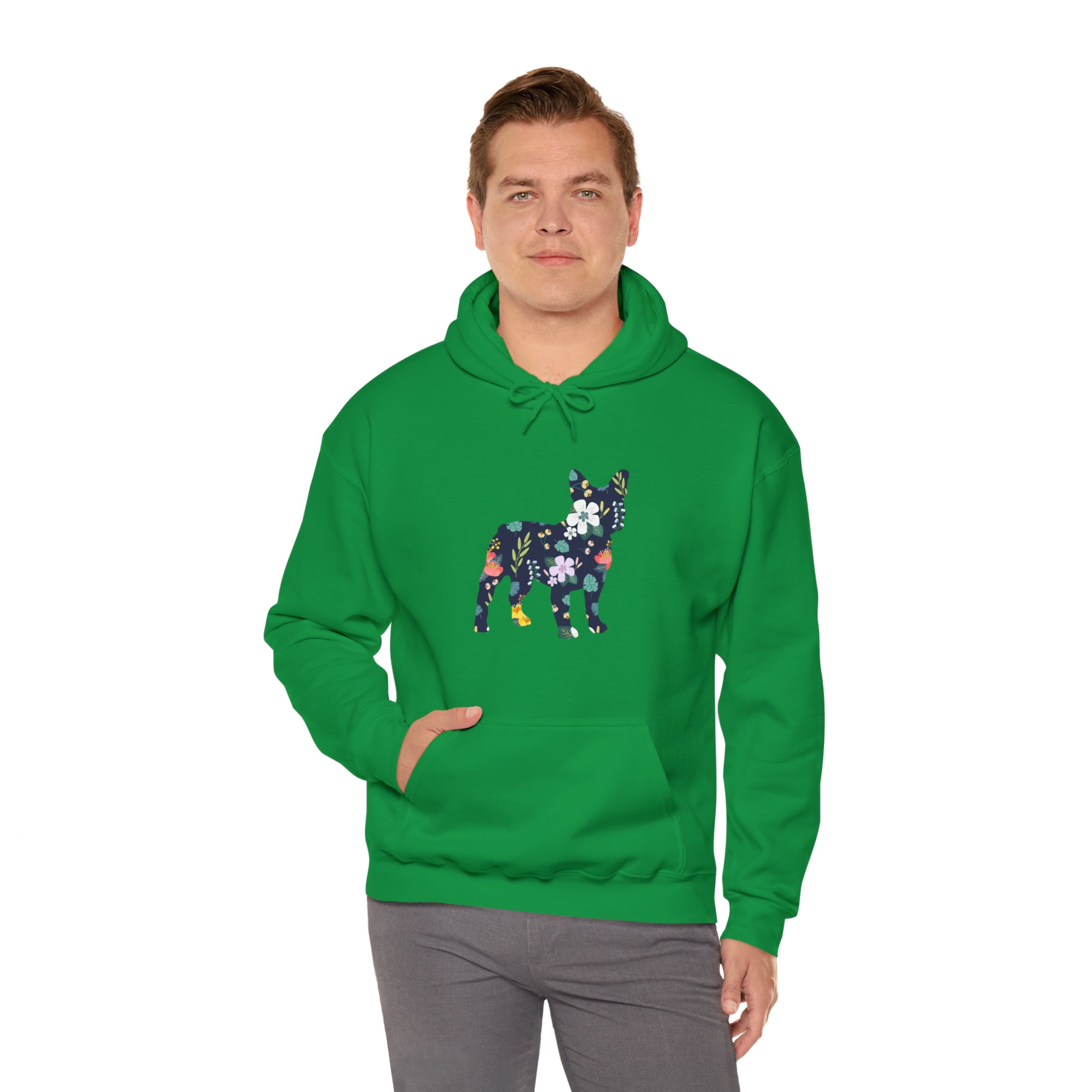 Frenchie Flowers Unisex Hoodie for Daily Walks and Play-fadou