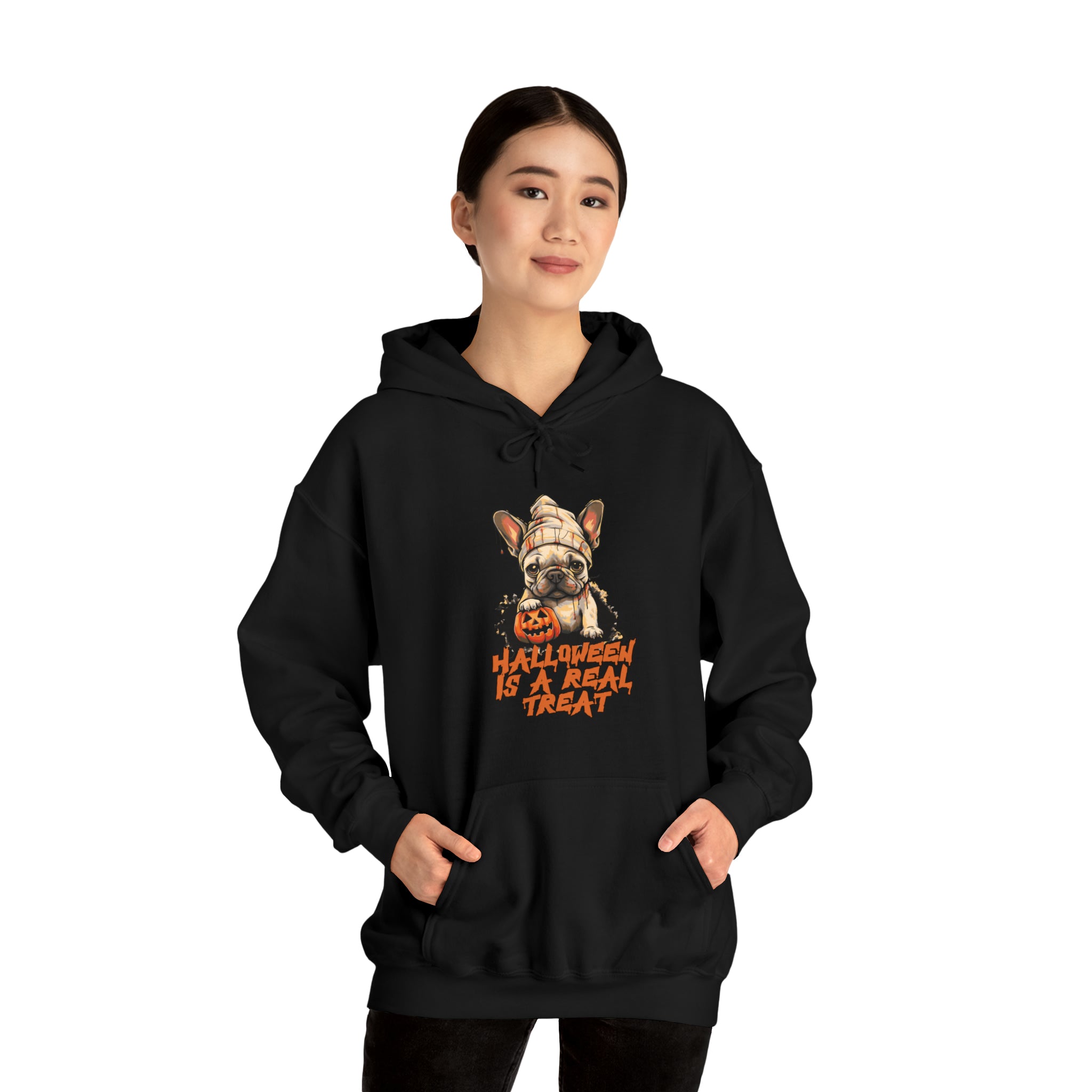 French Bulldog Halloween Fleece Hoodie for Everyday Wear-fadou