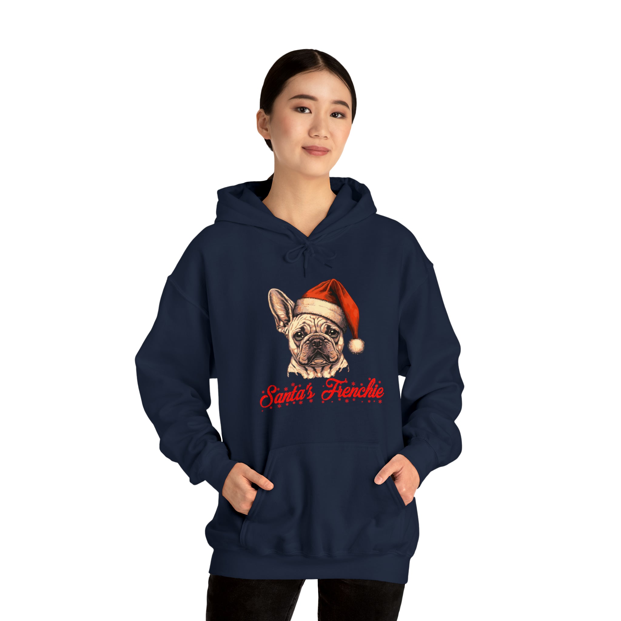 Santa's Frenchie Unisex Hoodie for Daily Walks and Play-fadou
